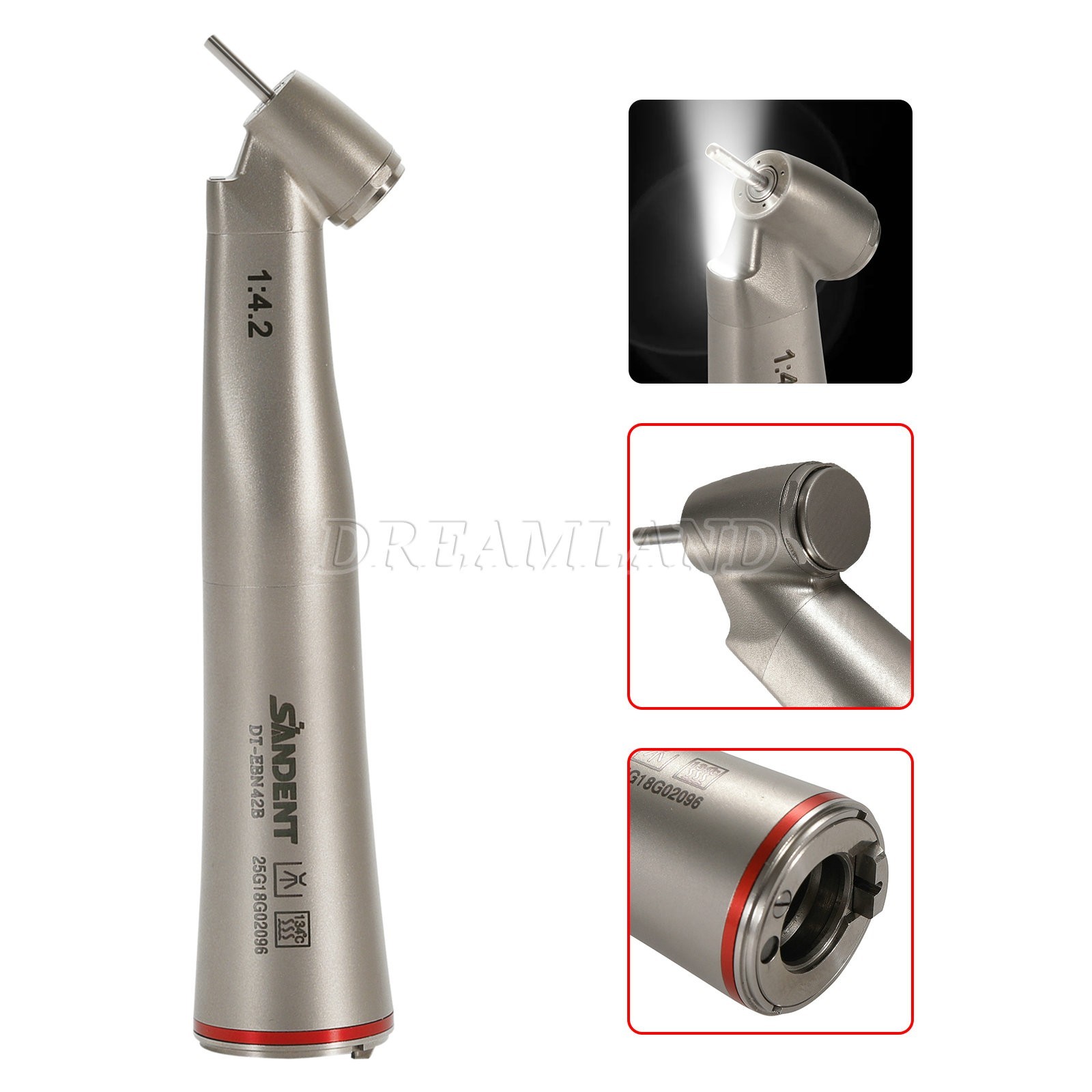Dental 45° Angle inner Channel contra angle fiber optic LED 1:4.2 handpiece USA