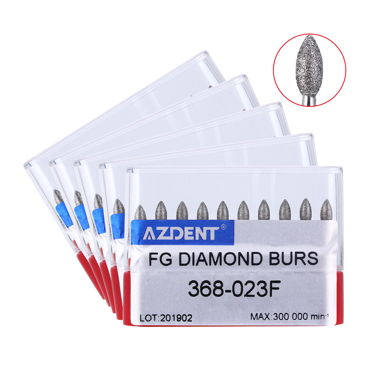 AZDENT Dental Diamond Burs Football Fine RED #368-023F & #379-023F
