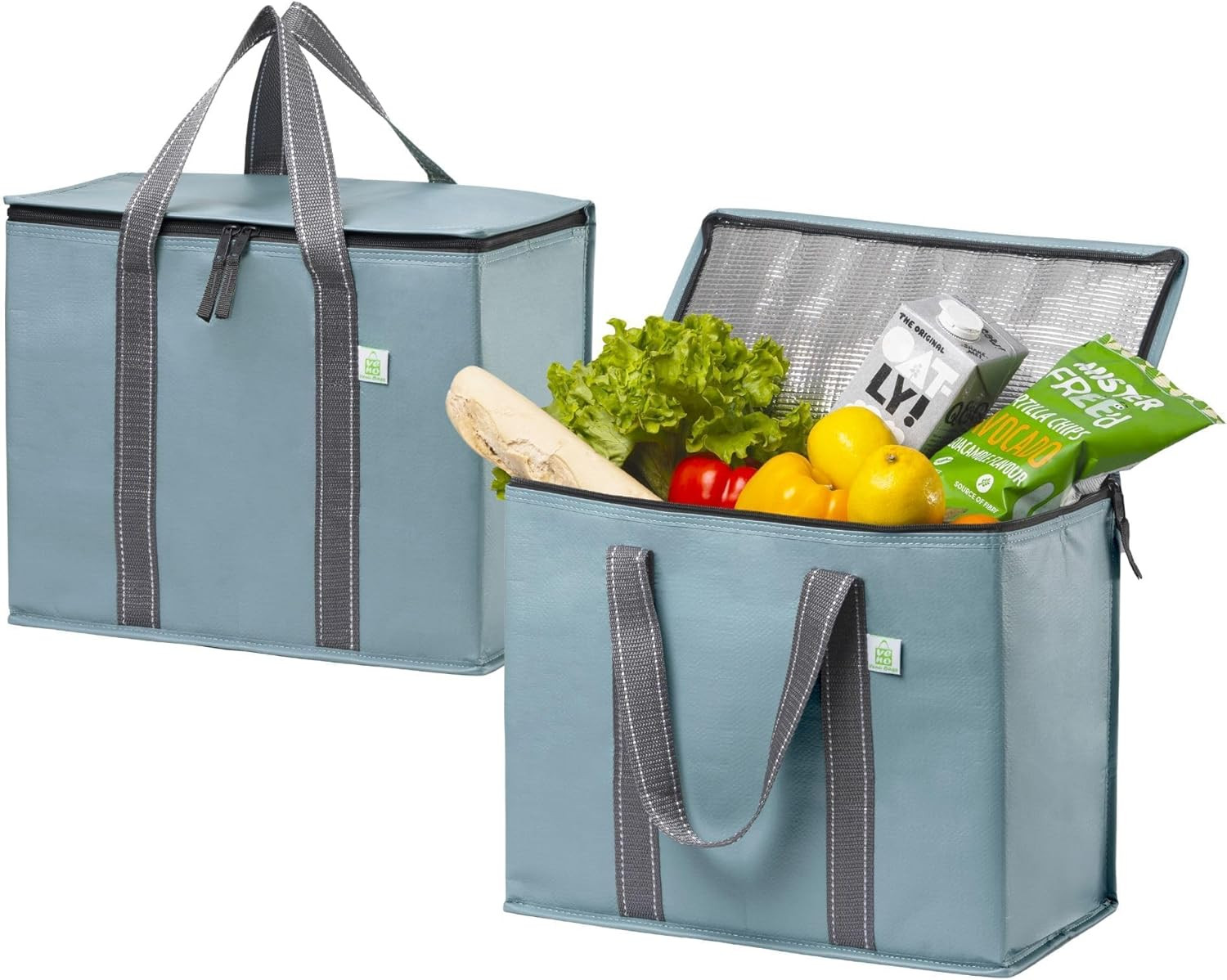 2 Pack Cooler Bag and Insulated Grocery Bags for Food Delivery, Collapsible Cool