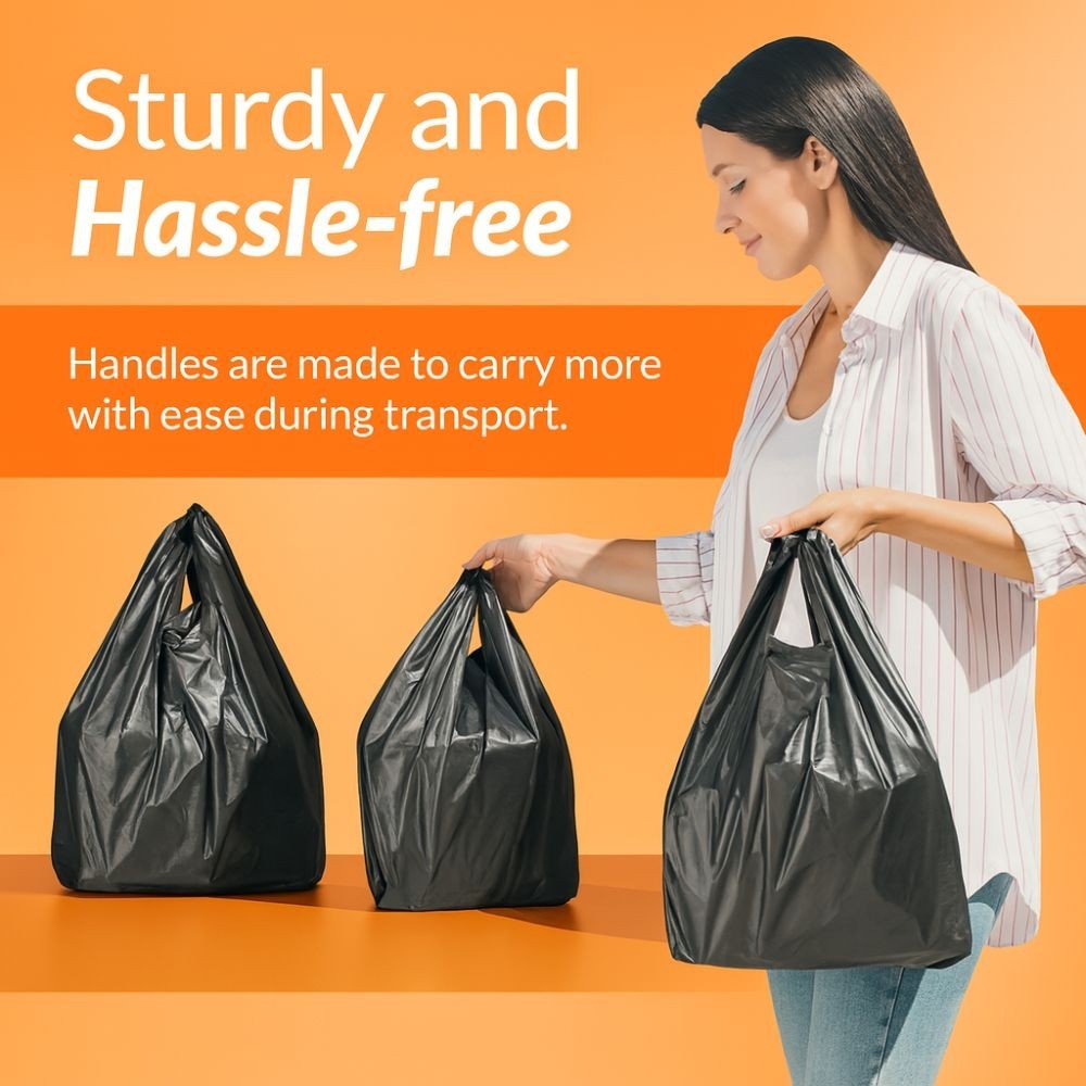 Black T Shirt Bags Plastic Grocery Shopping Carry Out Bag 11.5”x6.5”x22”
