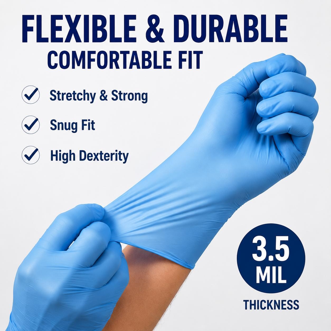 Blue Nitrile Gloves 3.5 Mil Powder Free Latex Free Exam Gloves 1000 Count