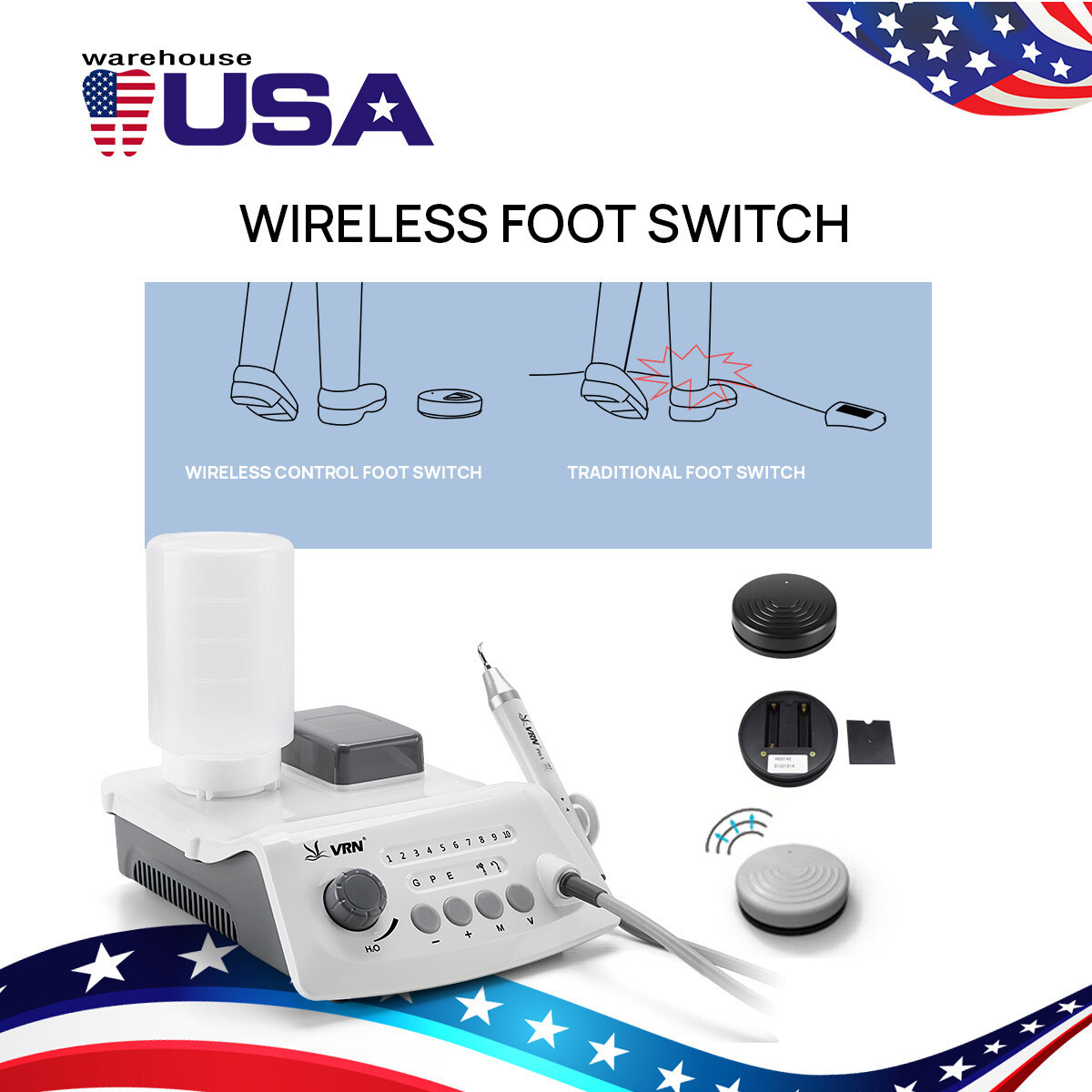 Dental LED Ultrasonic Piezo Scaler /Mobile Trolley Tool Cart Auto Water Supply