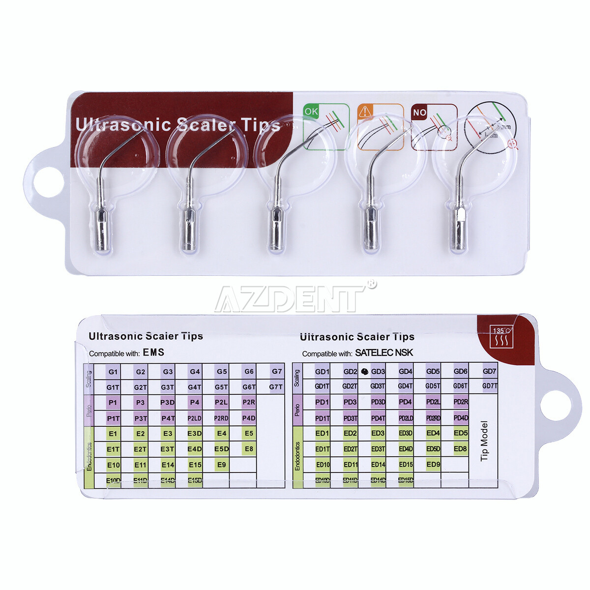 5Pcs Dental Ultrasonic Scaler Scaling Endo Perio Tips Fit For SATELEC/DTE/NSK