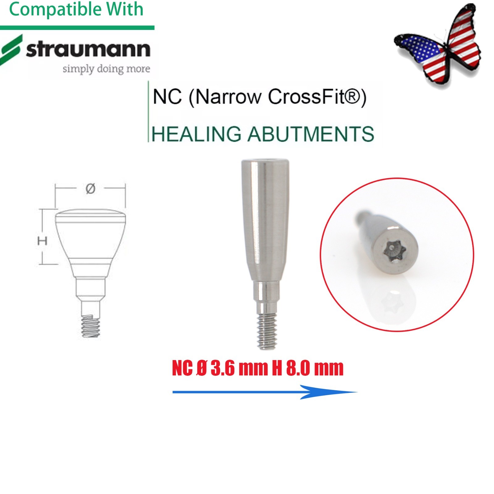 US Dental Mini Healing Abutment Cap/Closure Cover Screw Straumann Fit Bone Level