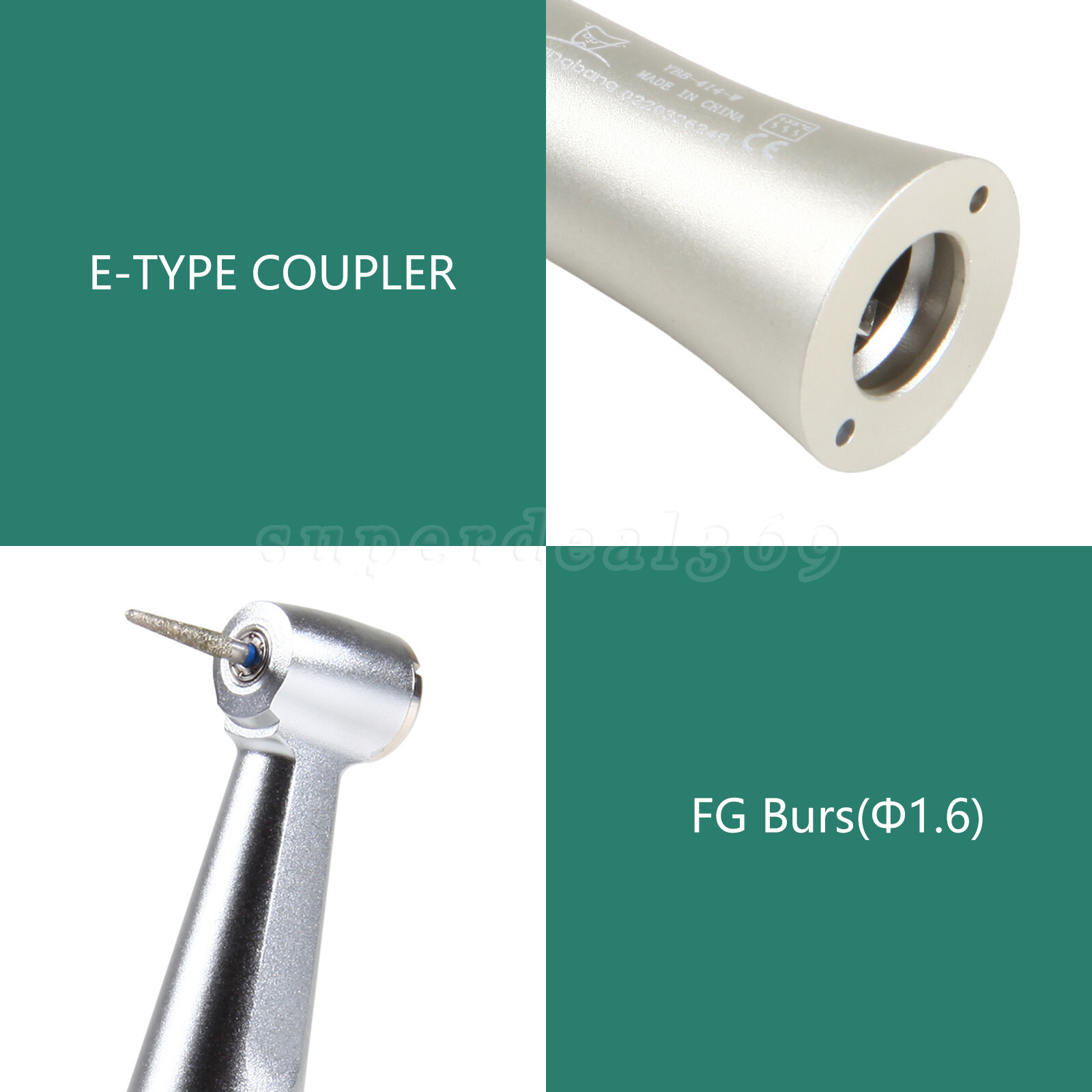 Dental Push Button Low Speed Contra Angle Handpiece E-type Fit FG 1.6mm Burs dk