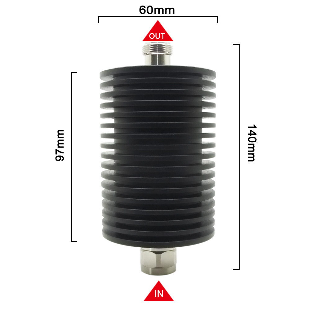 Round RF Coaxial Attenuator 100W 1dB-60dB N Type Male to Female DC-3.0GHz 50 Ohm