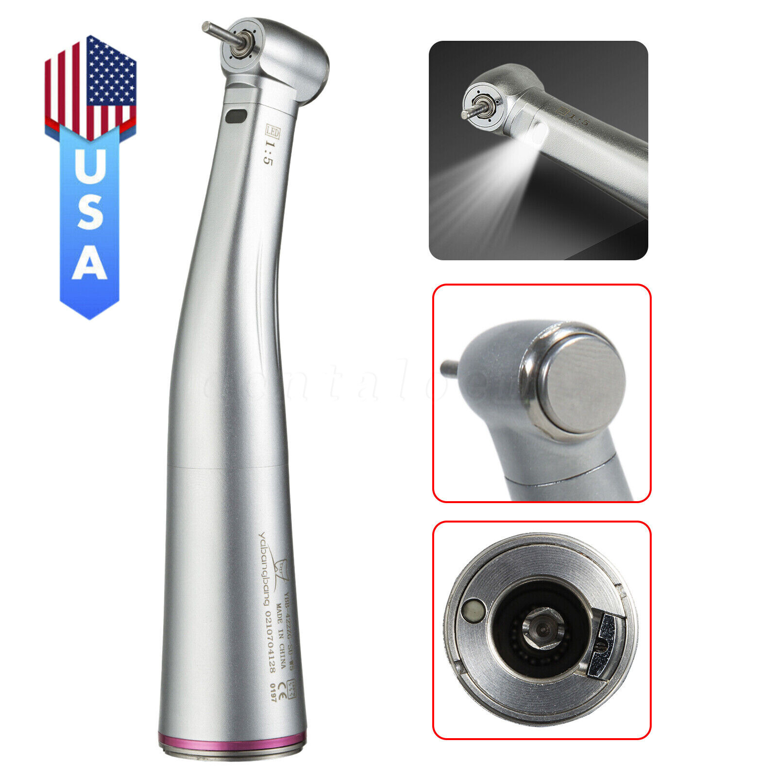 NSK Ti-MAX X95L Estilo Dental 1:5 LED Contra Angulo Fibra Optica Anillo Rojo