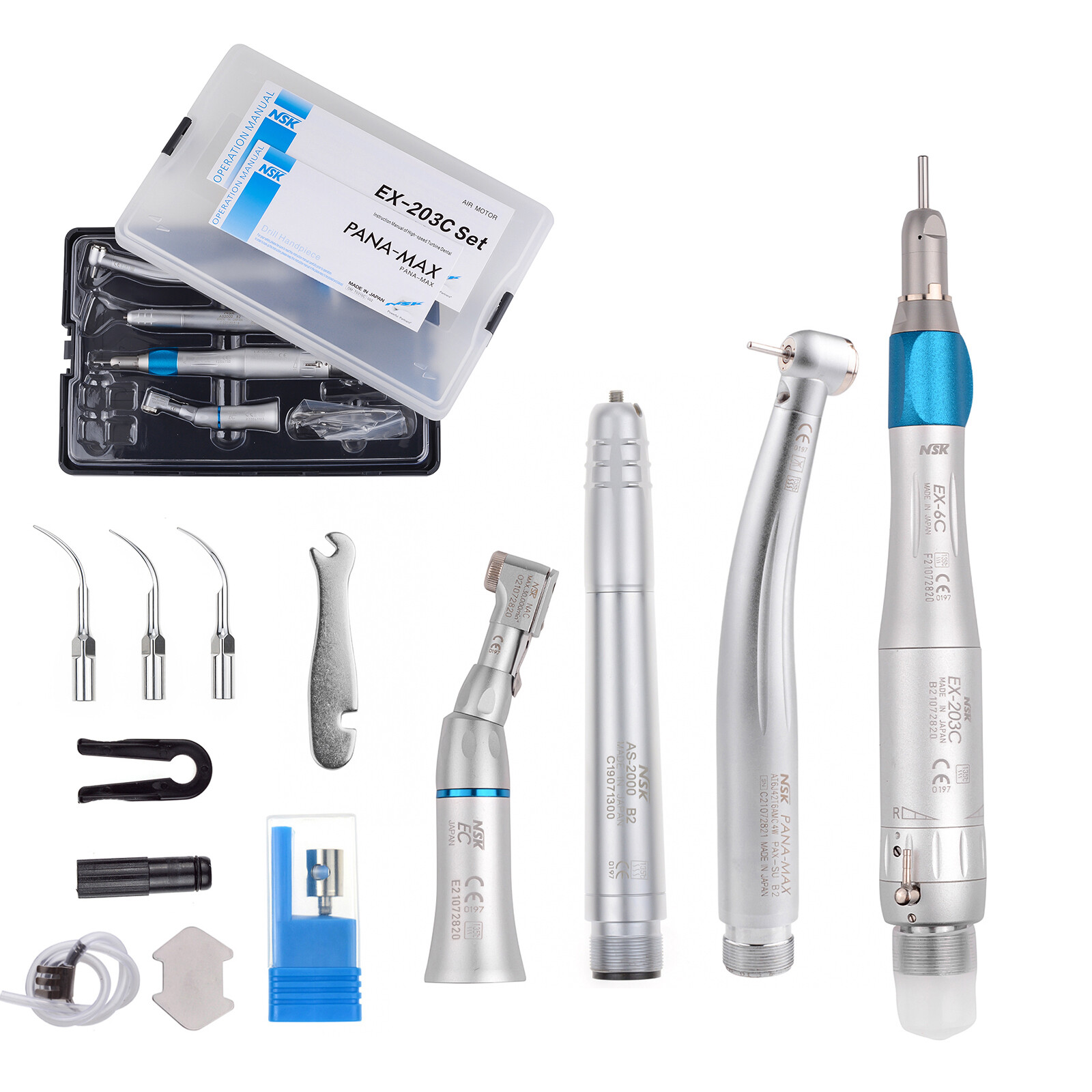 NSK Type Dental PANA MAX LED High Speed Handpiece+Air Scaler+EX203C Low Speed CE