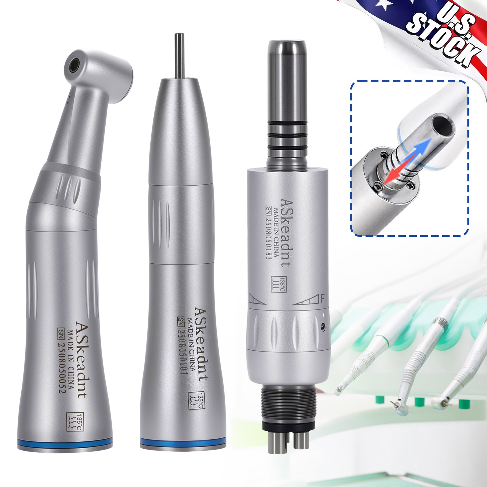 NSK Style Dental Slow Speed Handpiece E-Type Inner Water Spray 4-Hole LED/NO-LED