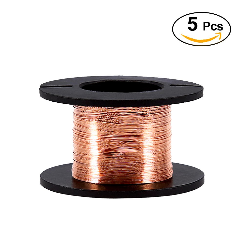 5Pcs Enameled Copper Wire Winding Wire Enamelled Repair 0.004″ Thickness 39.4Ft