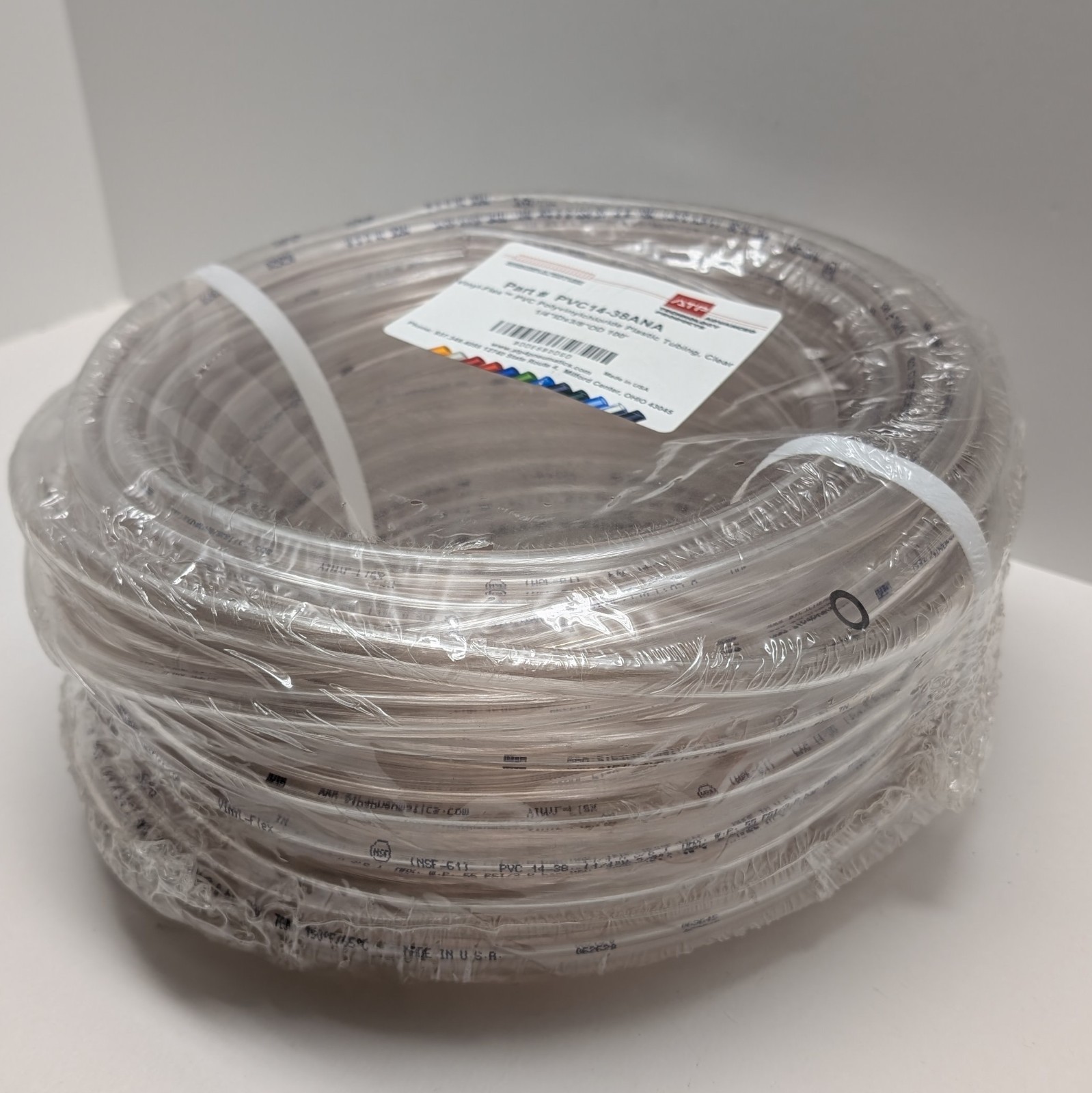 ATP Vinyl-Flex PVC Plastic Tubing PVC14-38ANA 1/4”ID x 3/8”OD 100′ Clear