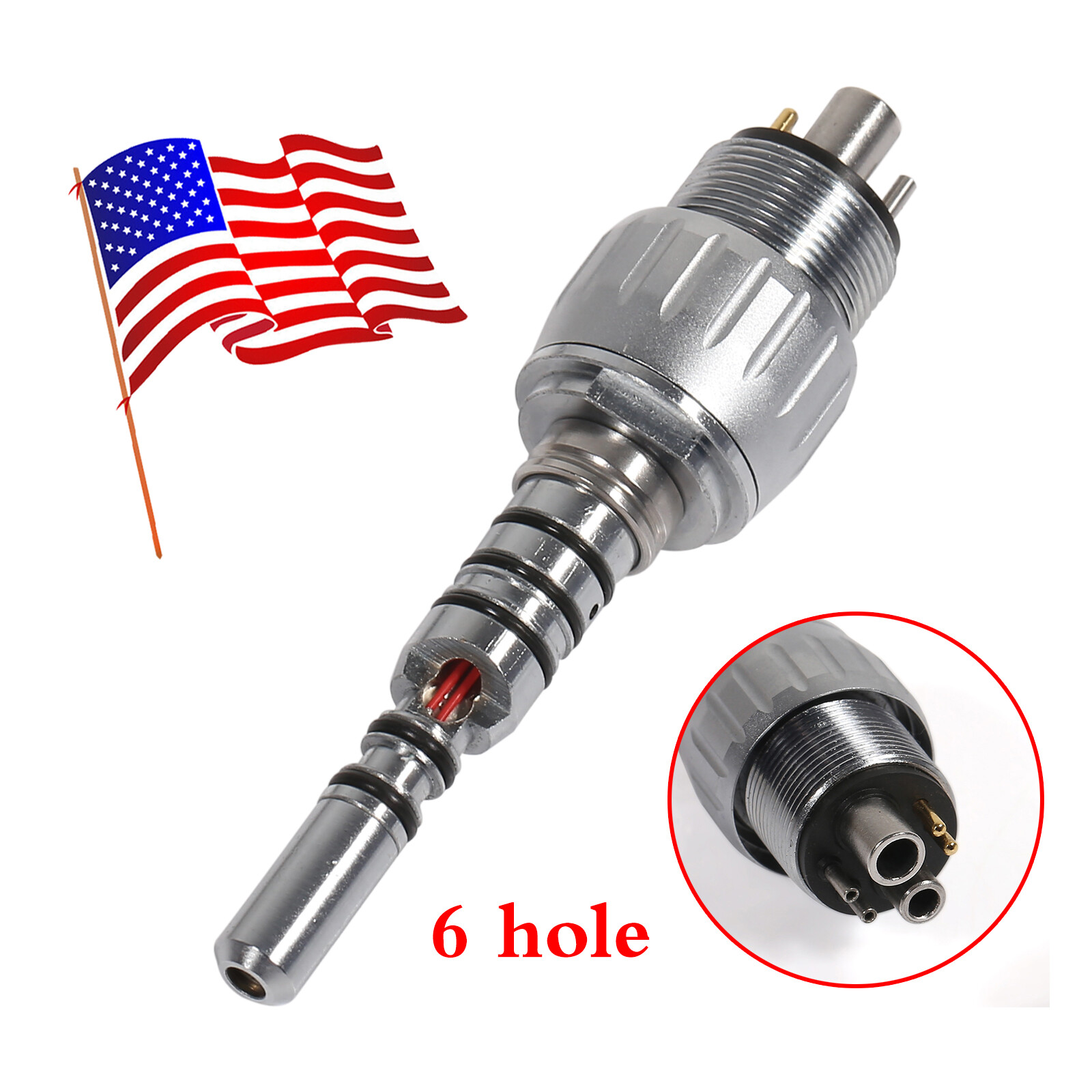 Dental LED Quick Coupler 4/6 Hole fit KaVo Multiflex LUX Fiber Optic Handpiece