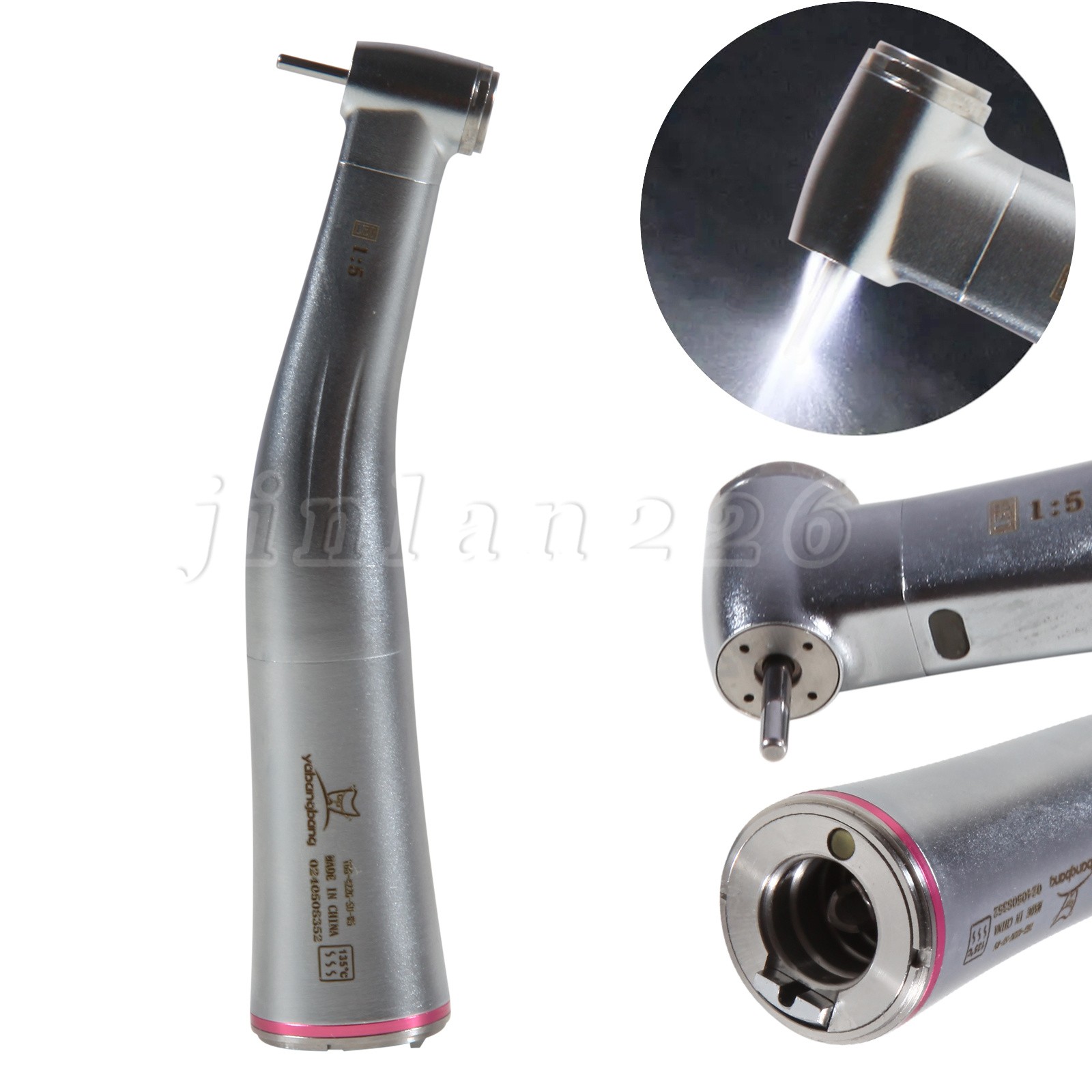 NSK Ti-MAX X95L Style Dent 1:5 LED Fiber Optic Contra Angle Handpiece Red Ring
