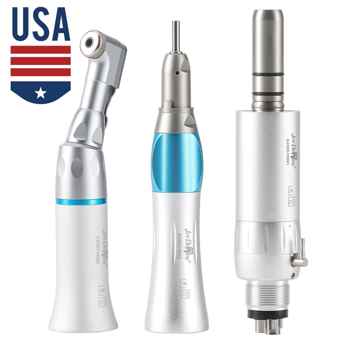 Dental Low Speed Straight Handpiece Kit Latch Contra Angle Air Motor 2/4 Holes