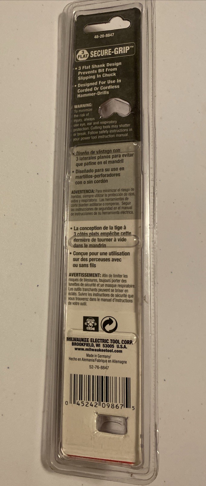 Milwaukee 7/8 in. x 4 in. x 6 in. Hammer Drill Bit, 48-20-8847