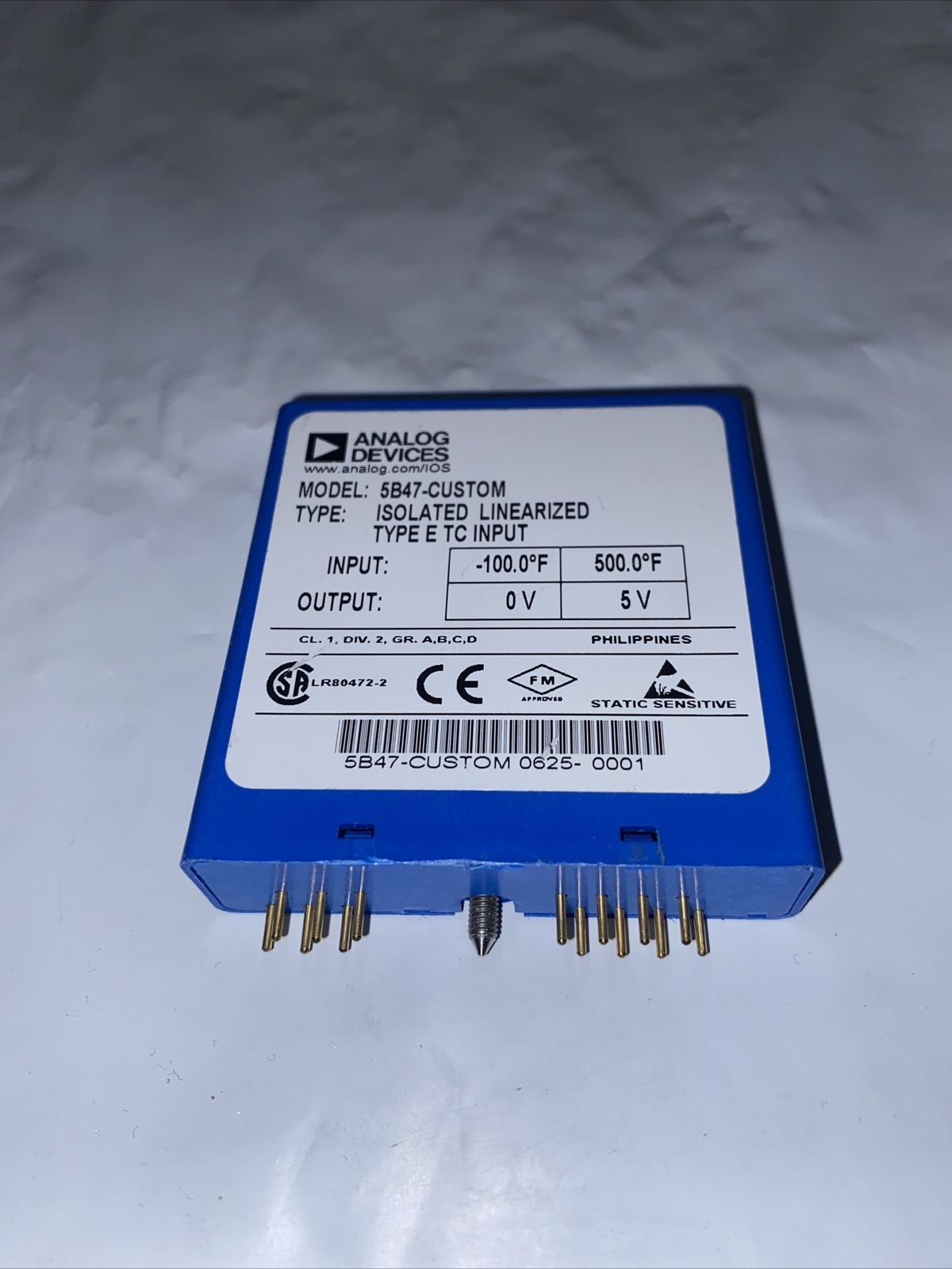 Analog Devices 5B47-CUSTOM ISOLATED LINEARIZED Type E TC Input -100.0°F 500.0°F
