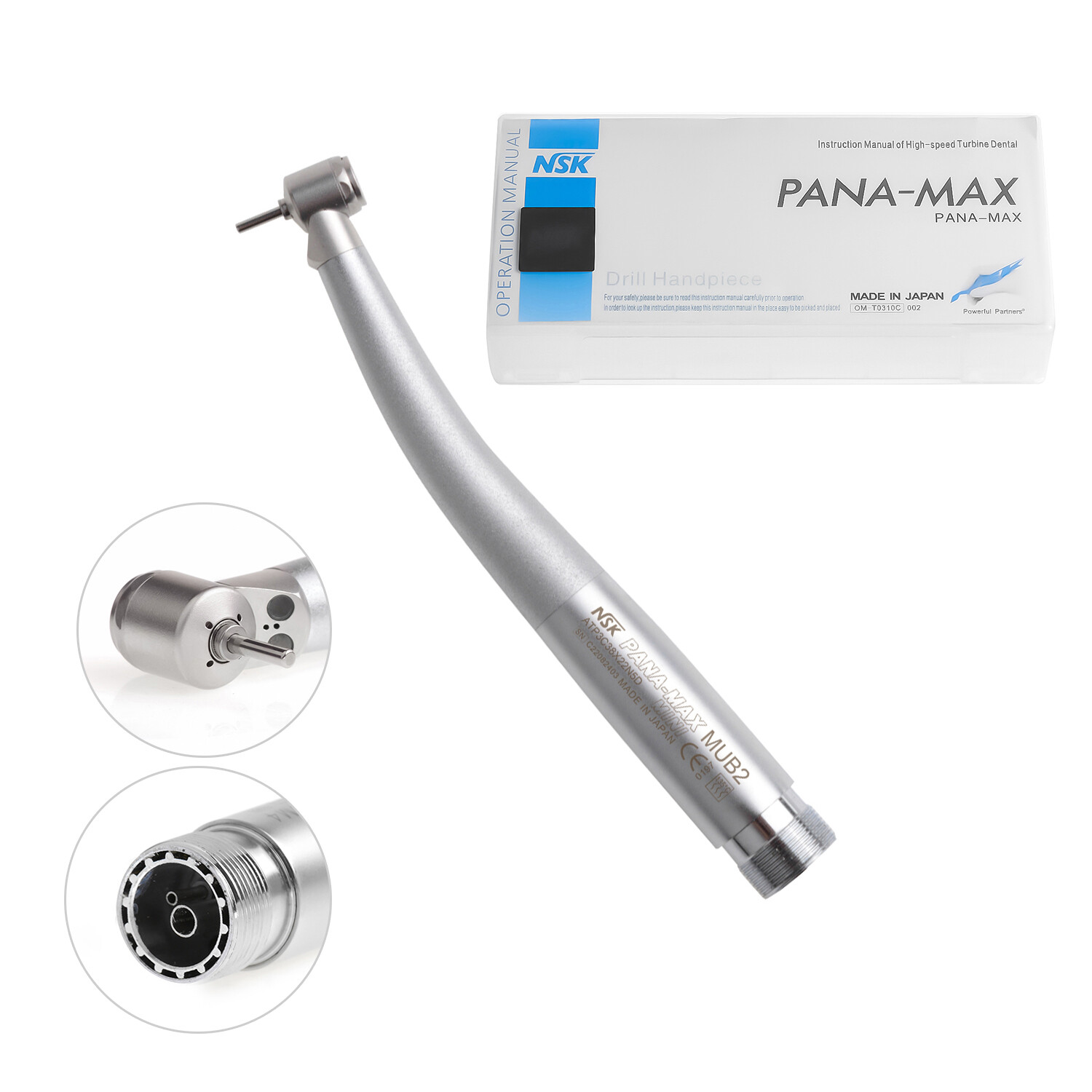 2H MINI Head Dental High Speed LED Handpiece Single Water Spray Push B2 for Kids