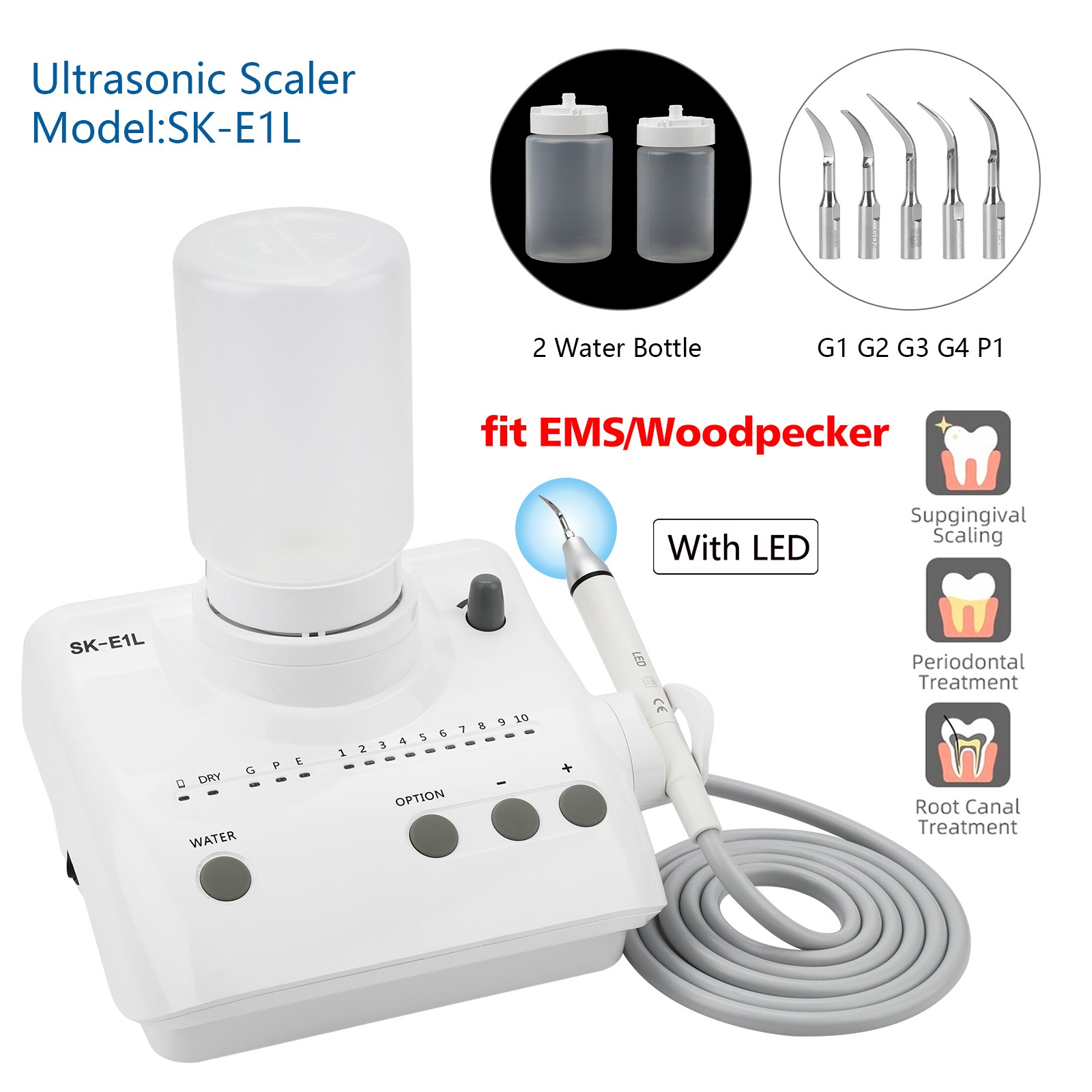 Dental Ultrasonic Scaler Auto Water Supply for EMS SKYSEA + LED Handpiece
