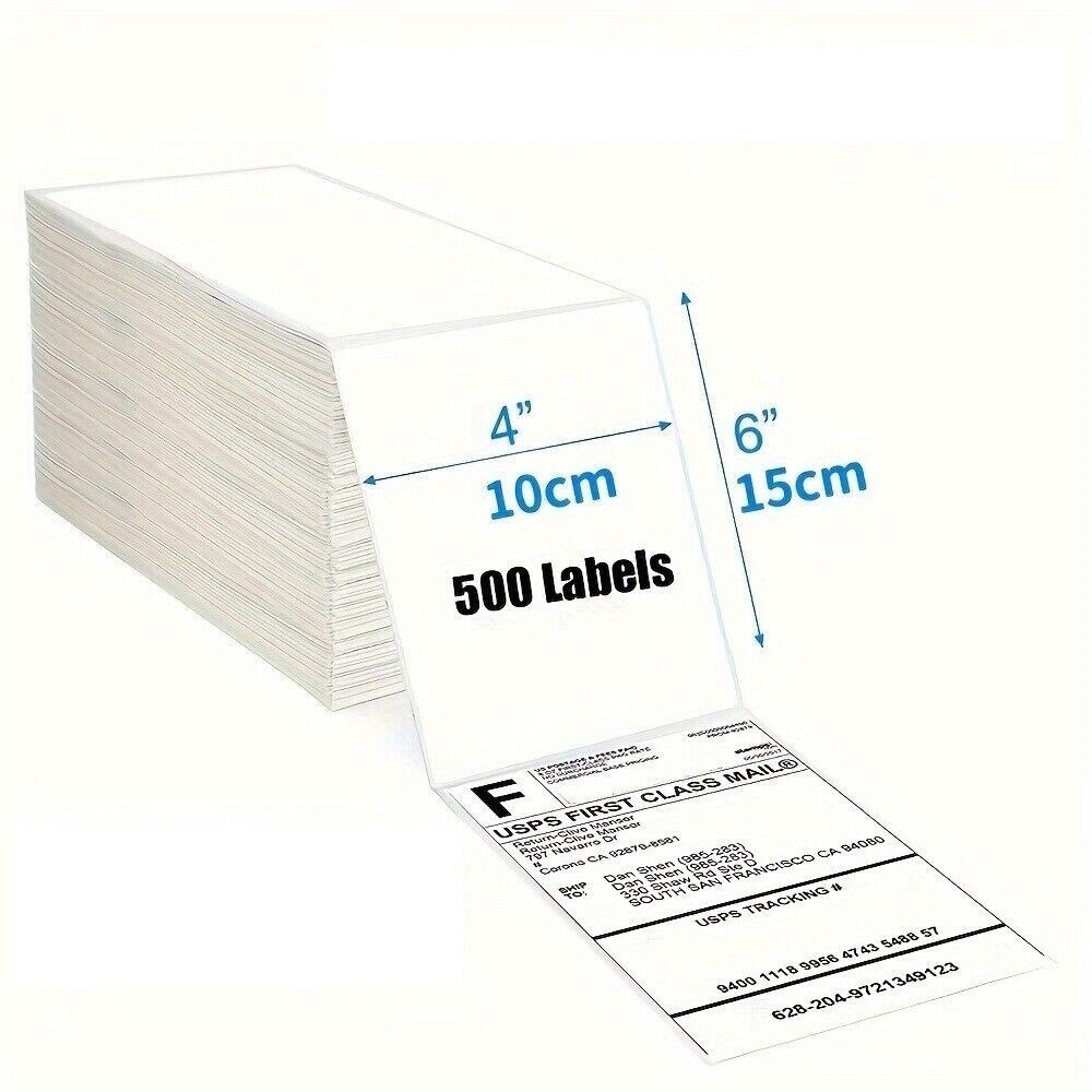500 4×6 Fanfold Direct Thermal Shipping Labels for Zebra & Rollo Printers