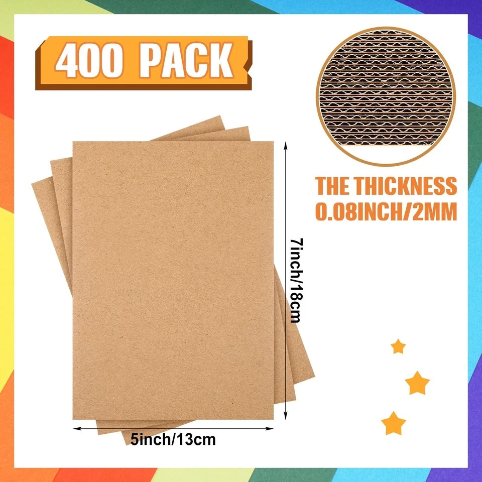 400 Pcs 5 x 7 Inch Corrugated Cardboard Sheets for Mailers 2 mm Thickness Fla…