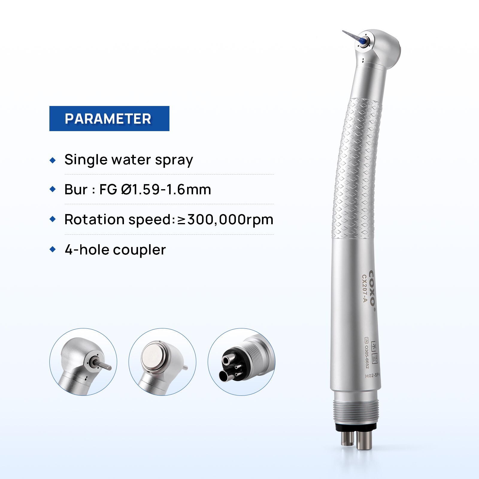 COXO Anti-retraction High Speed Air Turbine Handpiece 4 Hole CX207-A H02-SP4