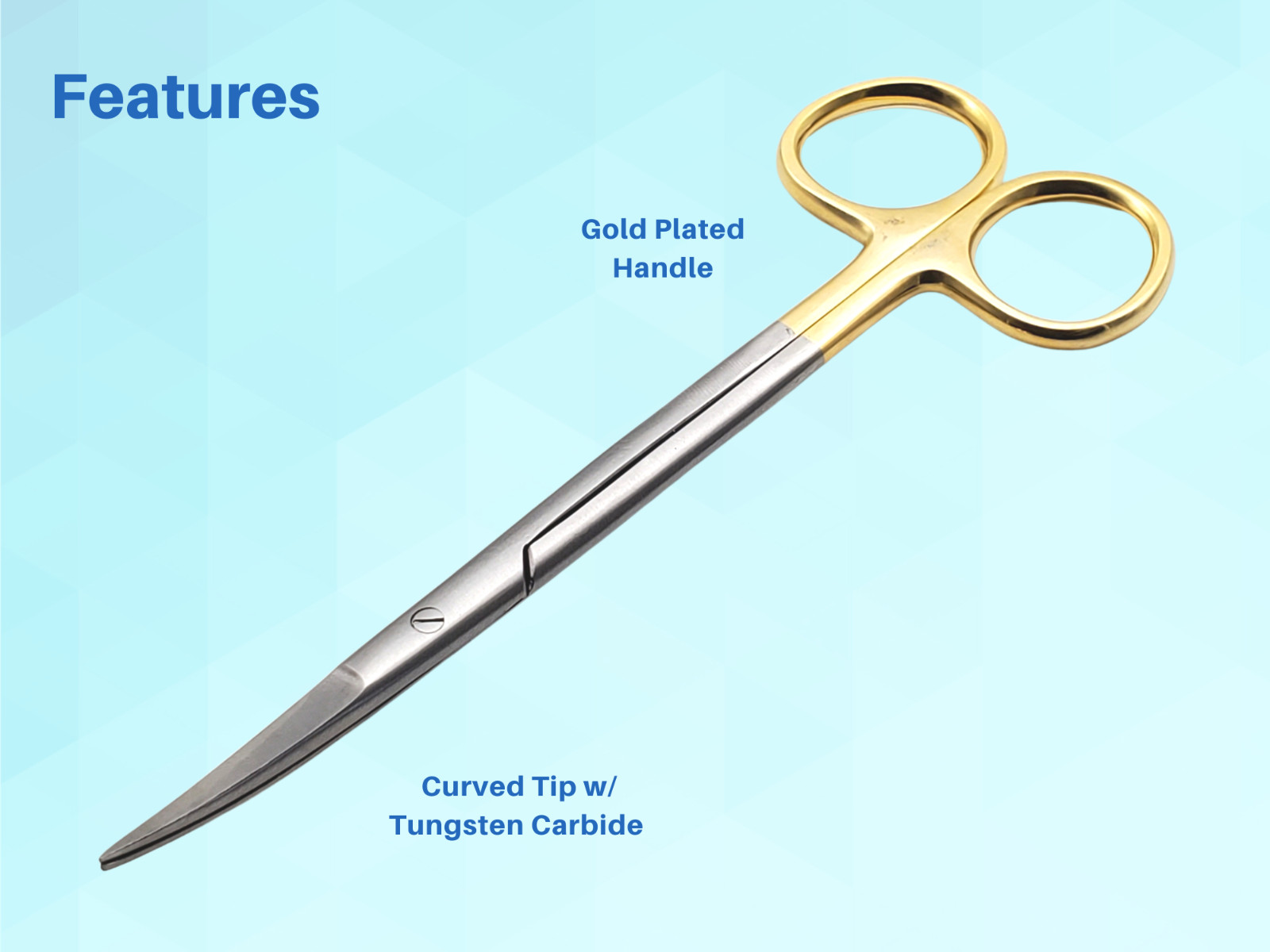 Scissors Surgical 5″ Curved Gold Plated Handle Tungsten Carbide ARTMAN