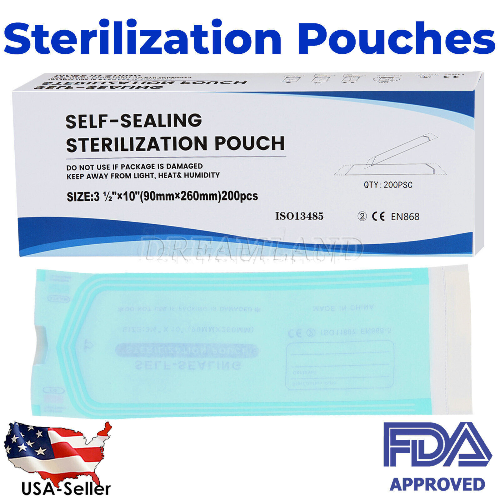 200pcs/Box 3.5″x 10 “Self Sterilization Pouches Pouch Autoclave Sterilizer Bags