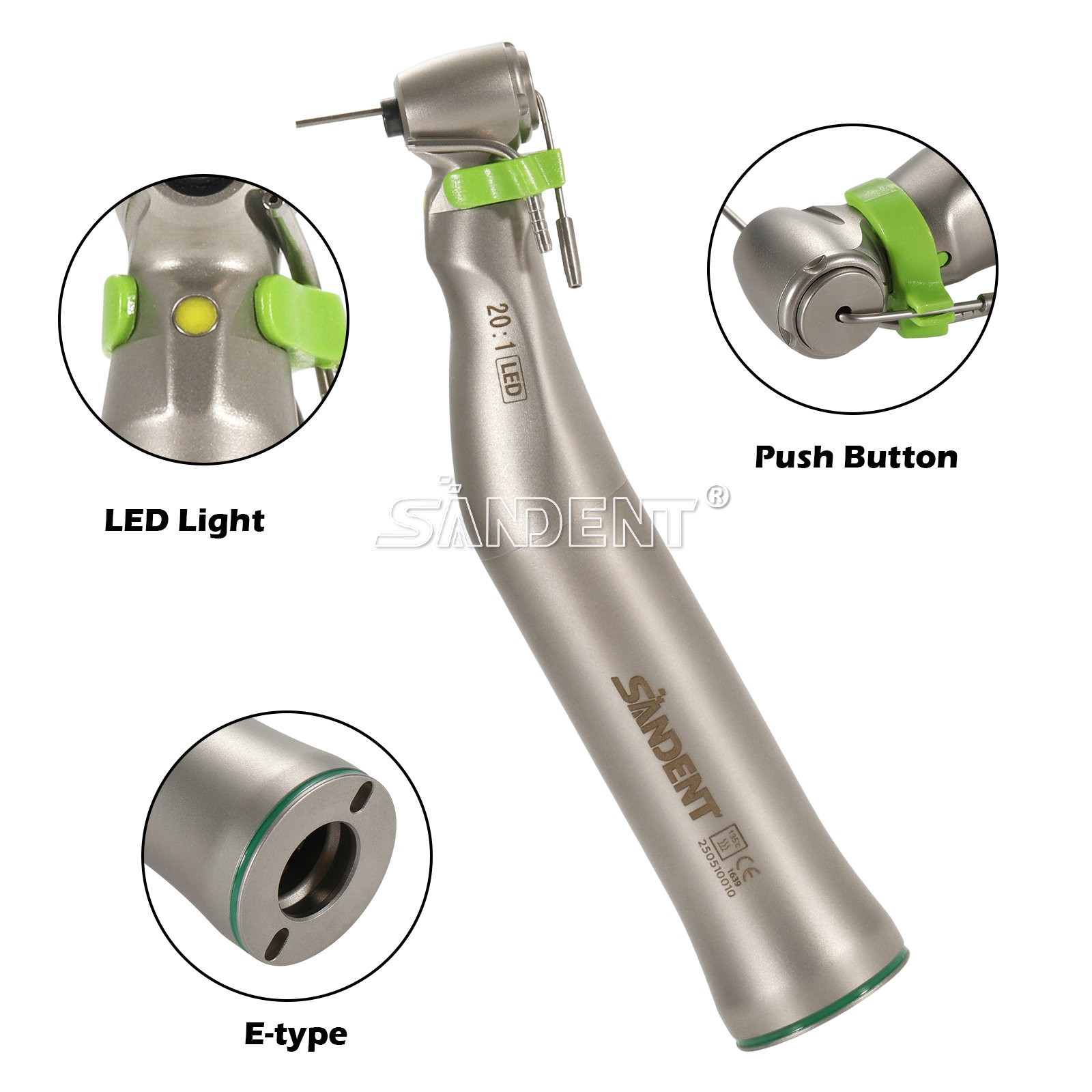 20:1 Dental LED Implant Contra Angle Handpiece for W H Surgical Motor