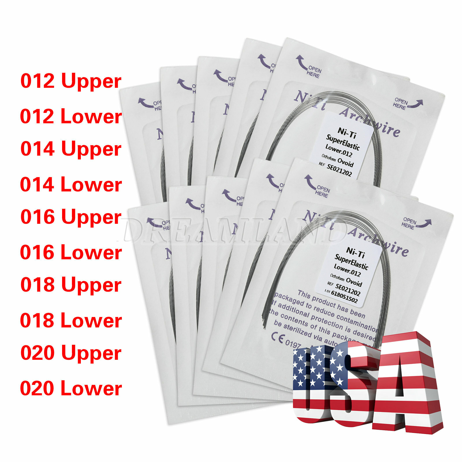 100pcs/10 Bags dental super elastic niti round arch wires Ovoid form Ortho