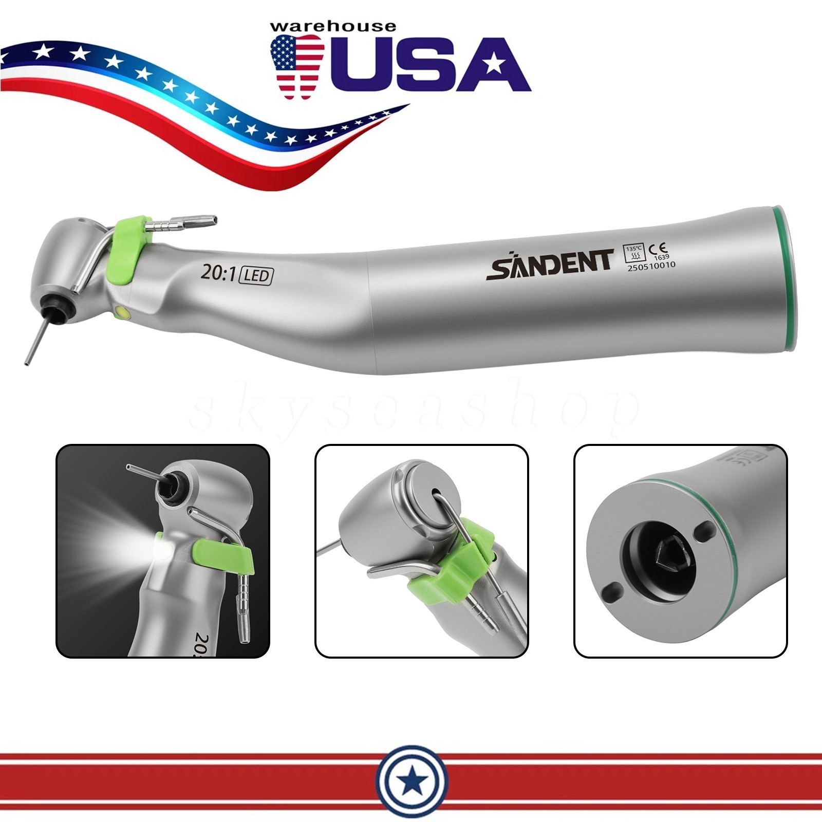 20:1 Dental LED Implant Contra Angle Handpiece for W H Surgical Motor SANDENT
