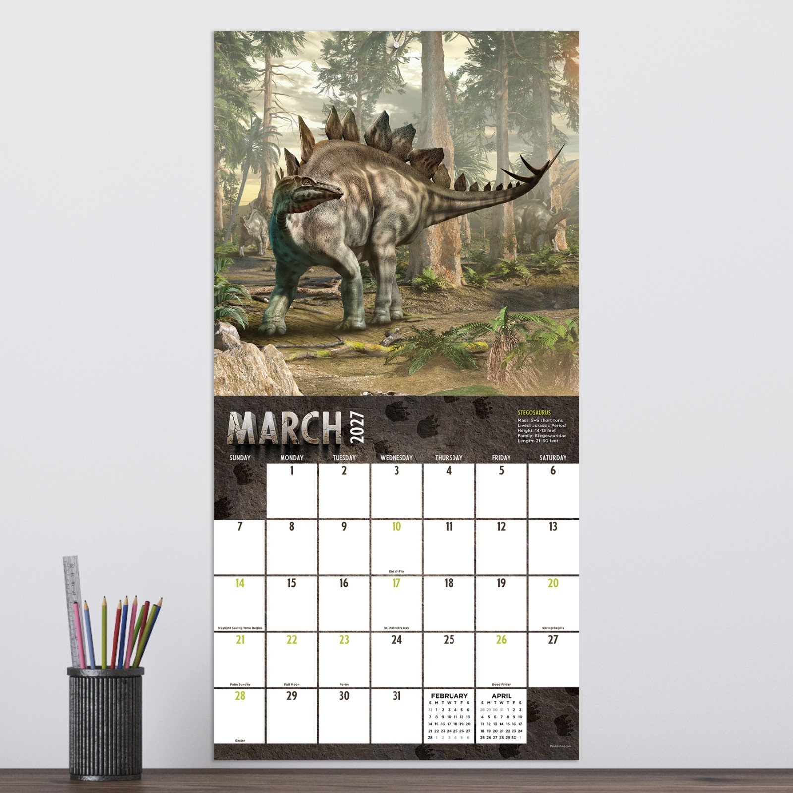 2027 Dinosaurs Wall Calendar