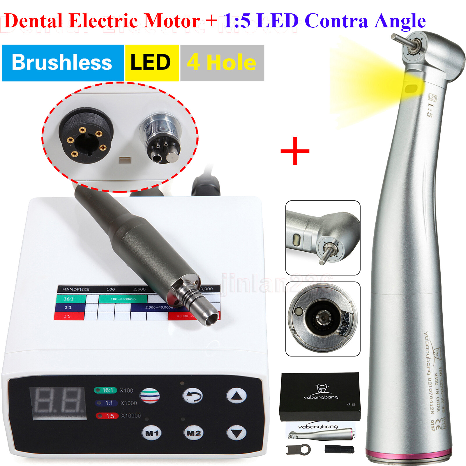 Dental LED Brushless Electric Micro Motor Micromotor +1:5 LED handpiece