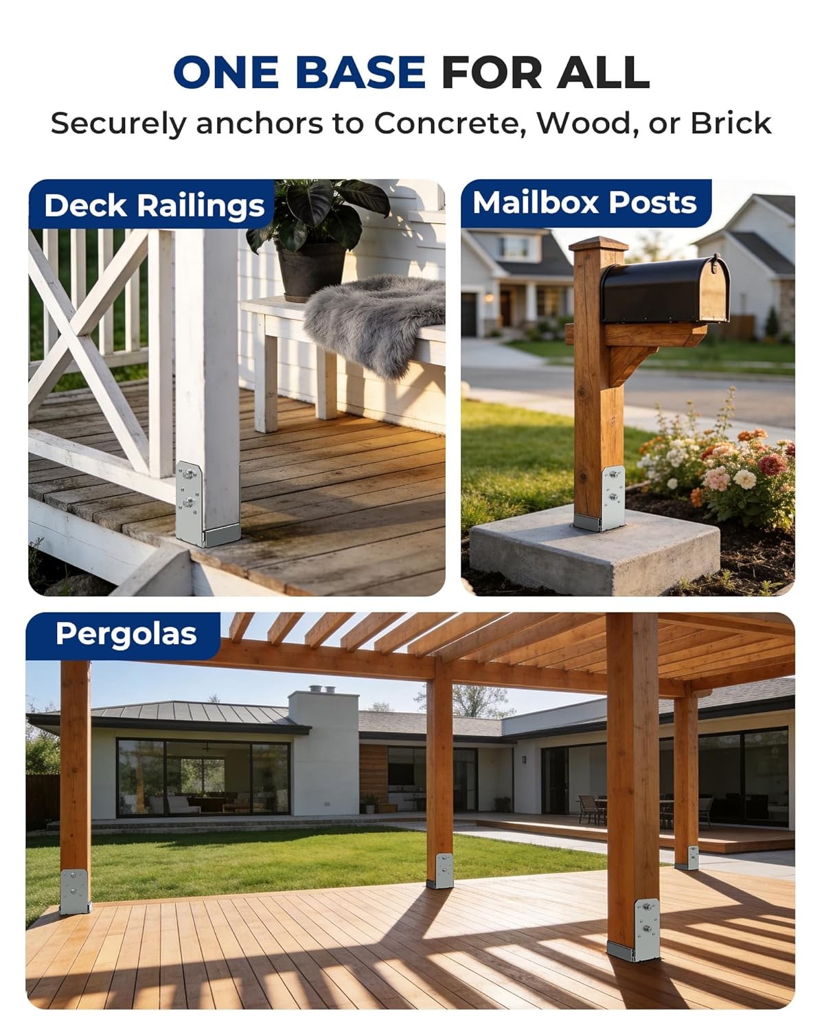 10 Pack 6×6 Post Base Brackets Wood Post Fence Post Anchor Galvanized Steel US