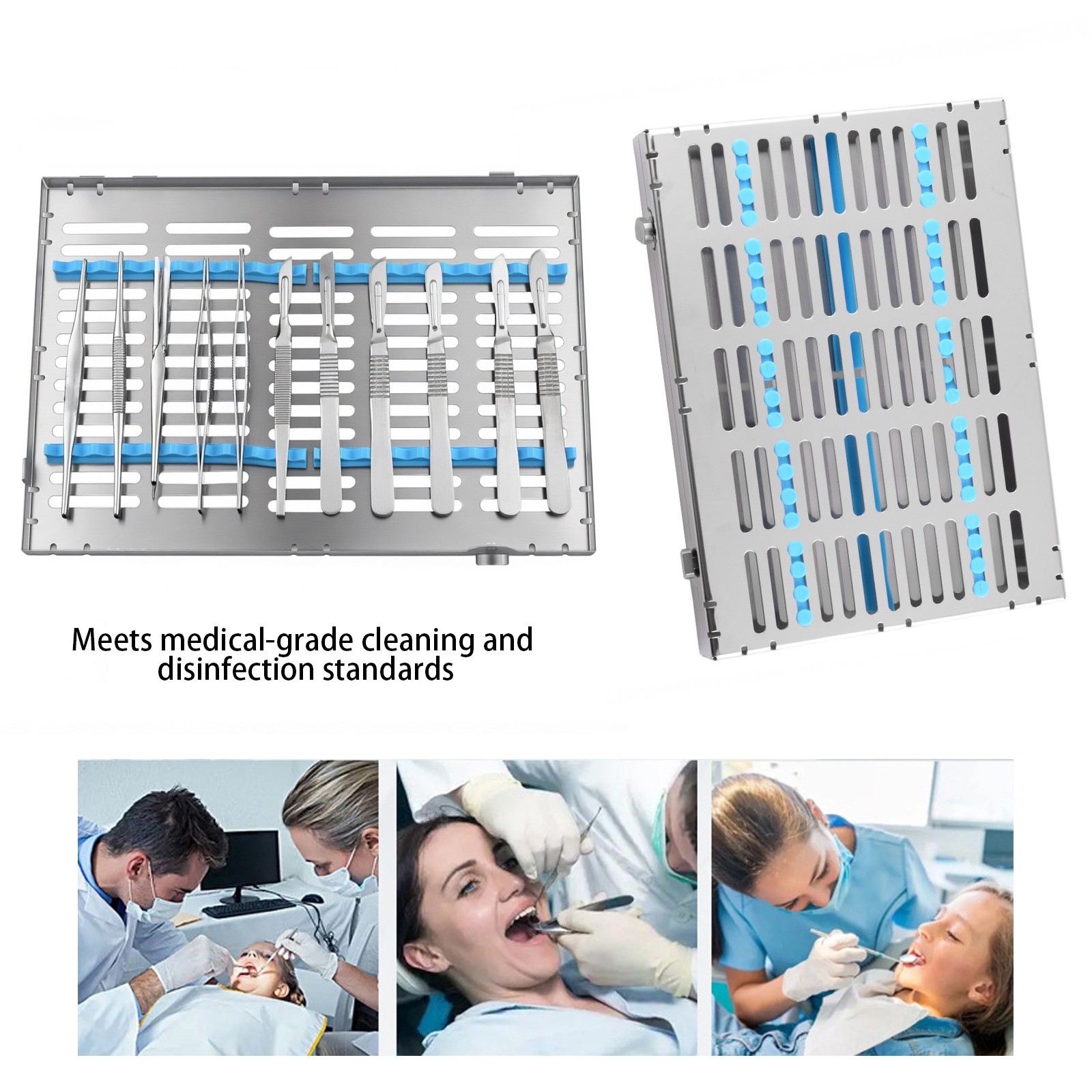 135°C Autoclavable Dental Sterilization Cassette Rack Box for 20 Grid Instrument