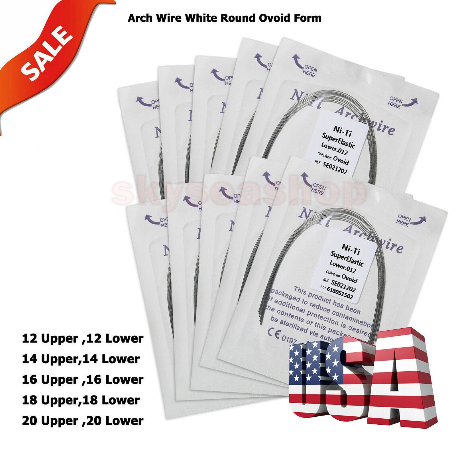 100pcs 10packs Dental Orthodontic Super Elastic Niti Arch Wire Round Ovoid Form