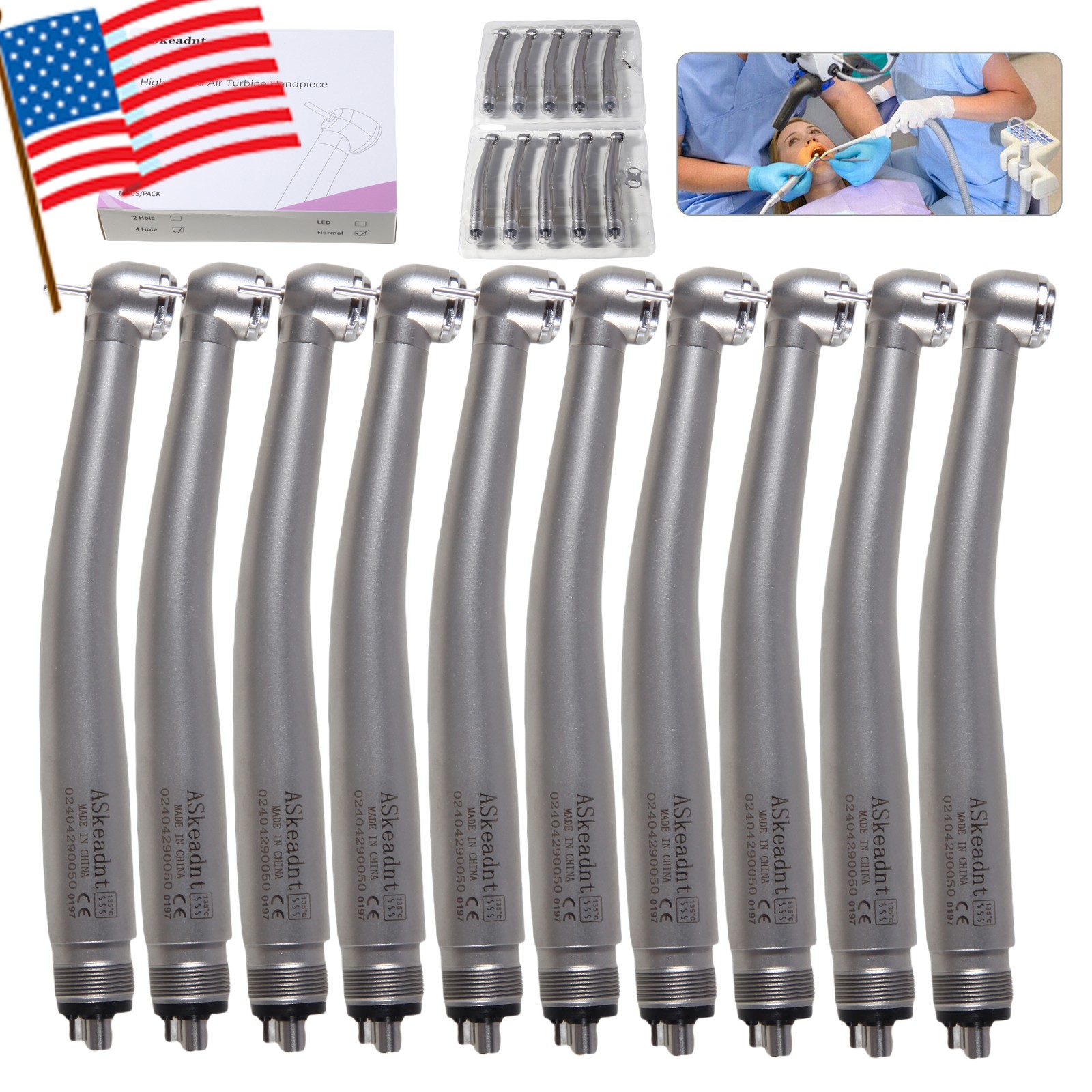 10pcs NSK PANA MAX Style Dental High Speed Handpiece Push Button 4 Holes Midwest