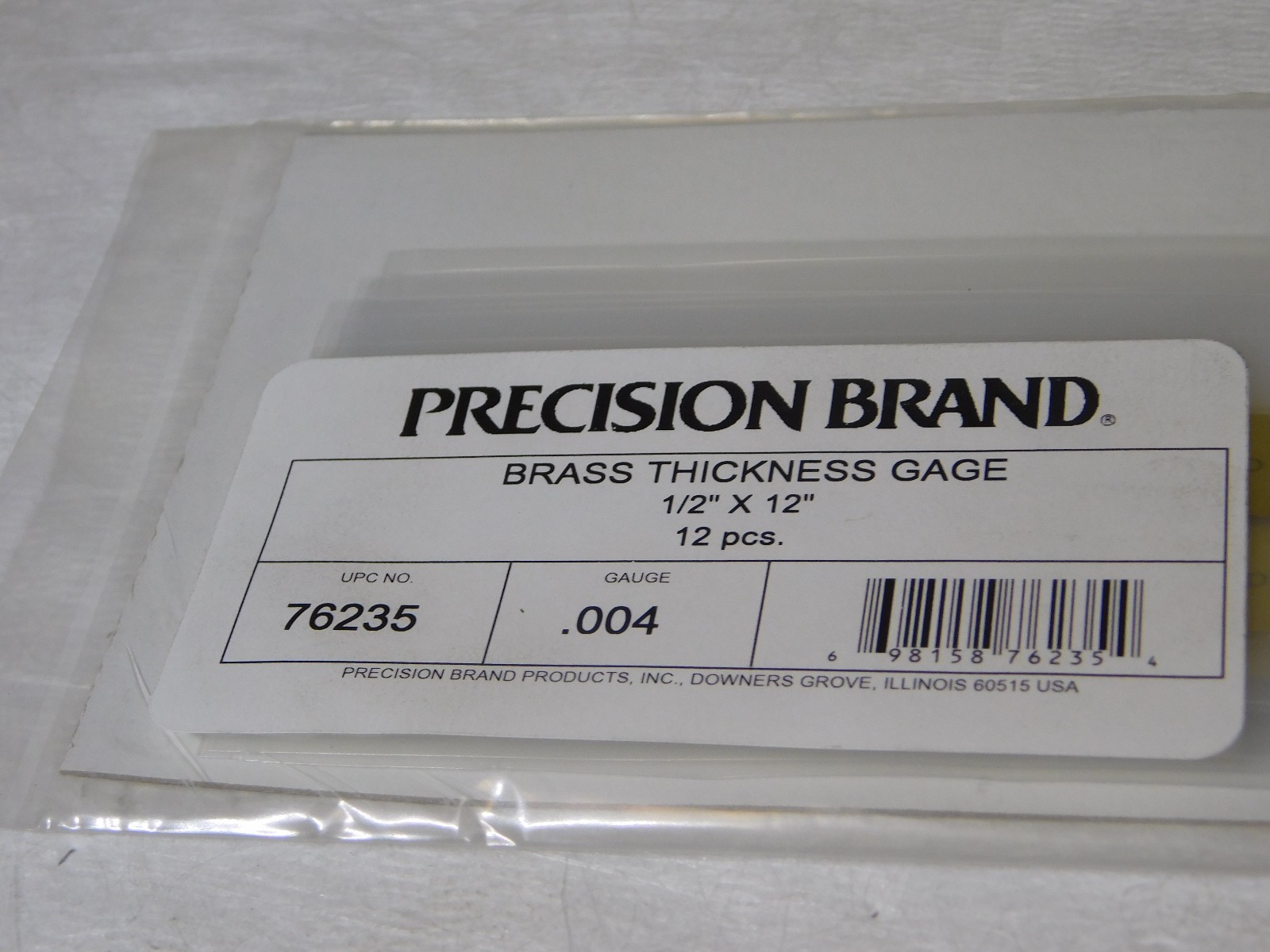 Precision Brand 0.004” Brass Thickness Gage 1/2” x 12” Blades (Pack of 12) 76235