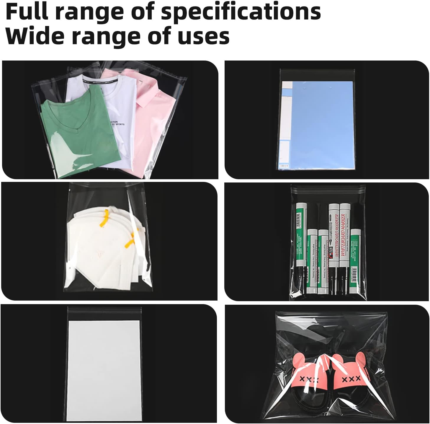 Self Sealing Cellophane Bags, Clear Resealable Bags for Packaging Shirt, 10×14 i