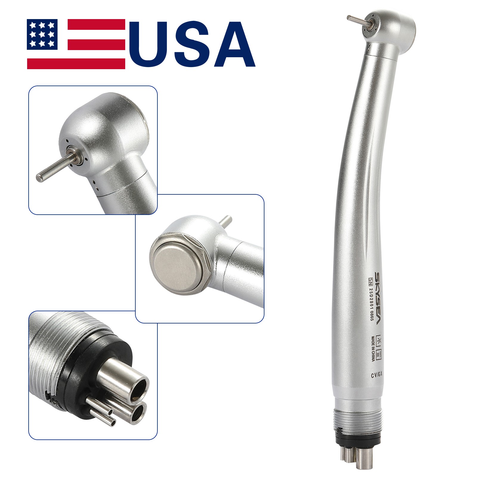 SKYSEA Dental High Fast Speed Turbine Handpiece Big Head 4 Hole Single Spray