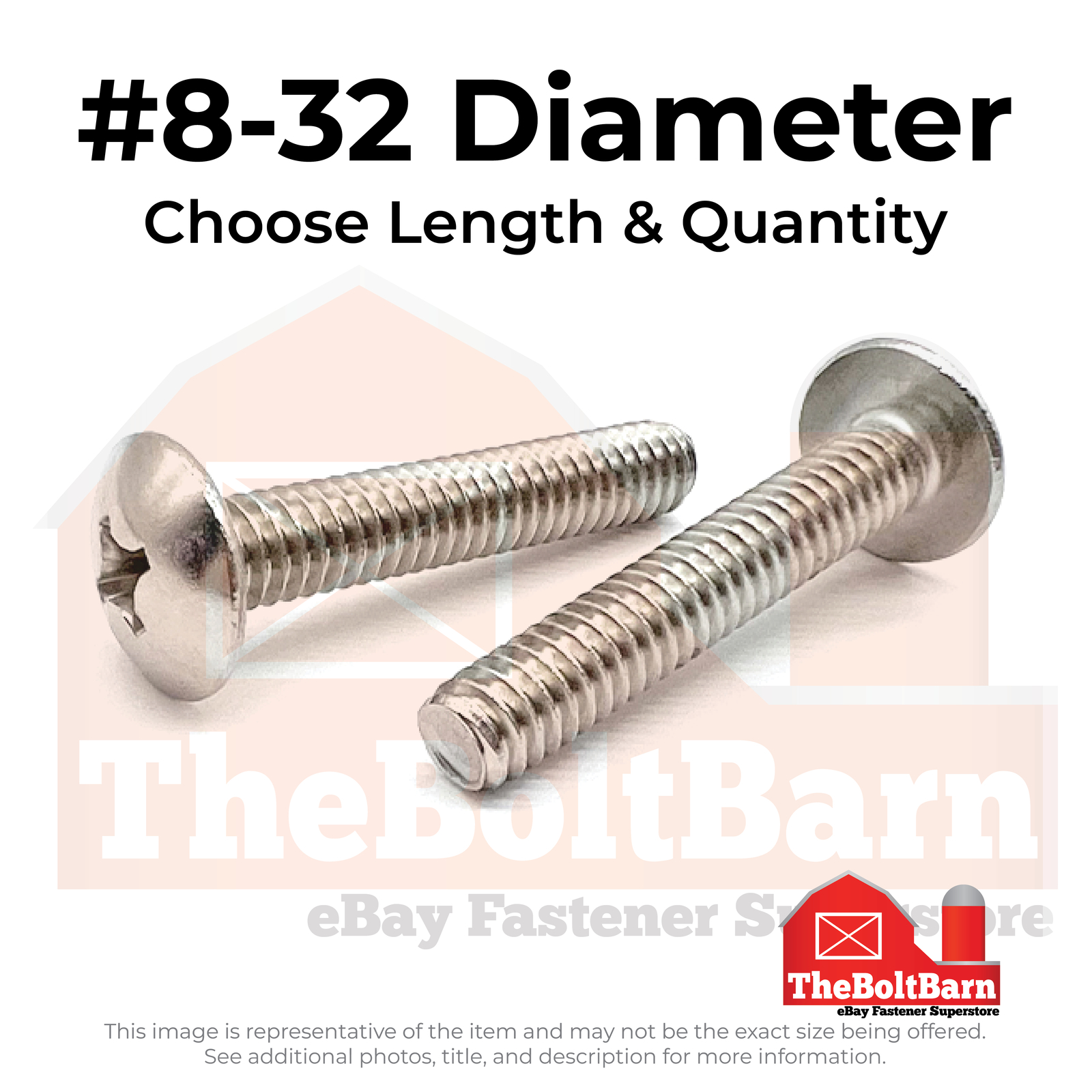 #8-32 18-8 Stainless Steel Phillips Truss Head Machine Screws (Pick Length&Qty)