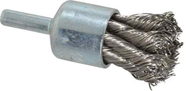 Weiler 3/4″ Brush Diam, Knotted, End Brush 1/4″ Diam Shank, 22,000 Max RPM