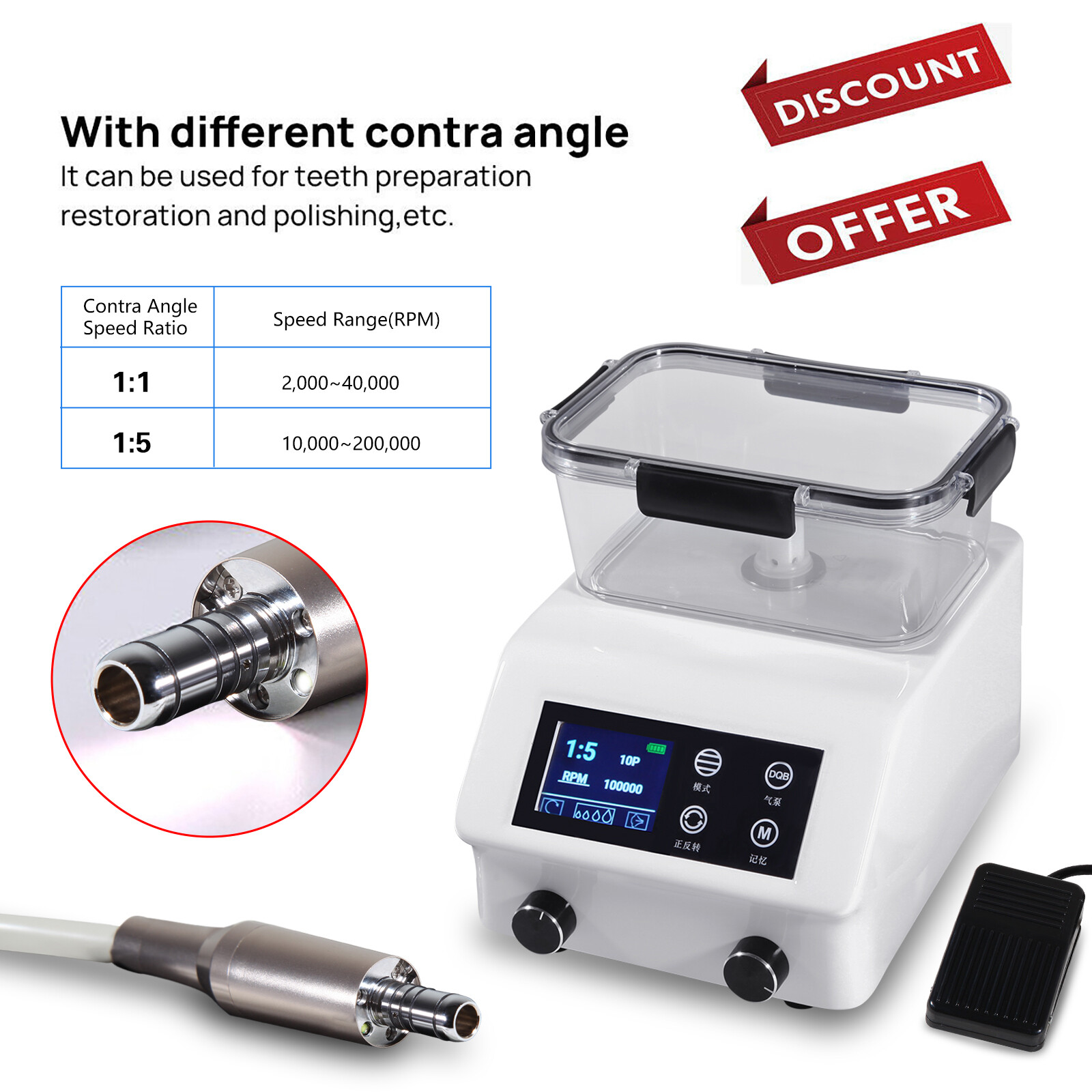Electric Micro motor/Self Water Pumping Micromotor/1:5 Contra Angle F/NSK