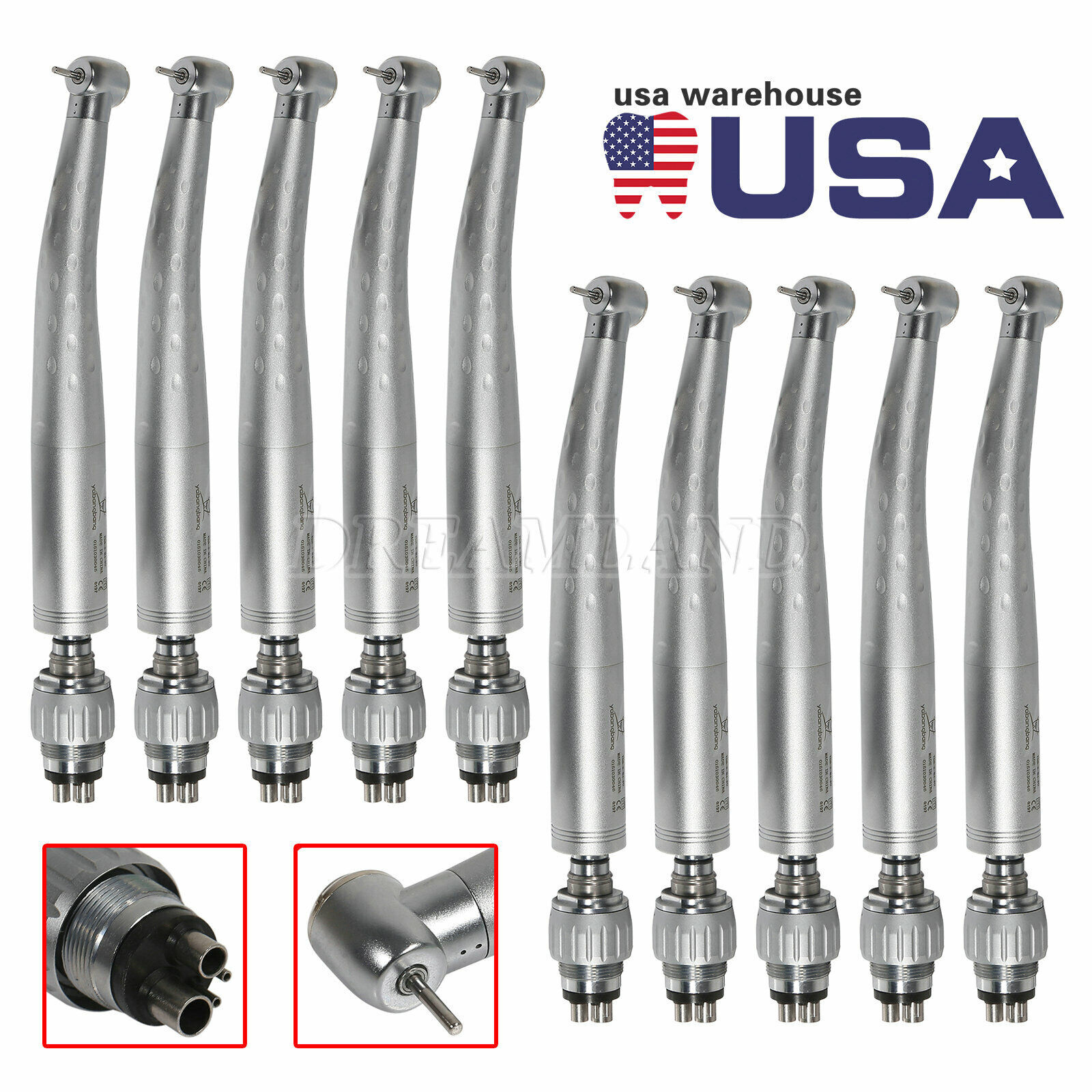 1-10 Packs Dental High Speed Turbine Handpiece with 4-Hole Quick Coupler GB4