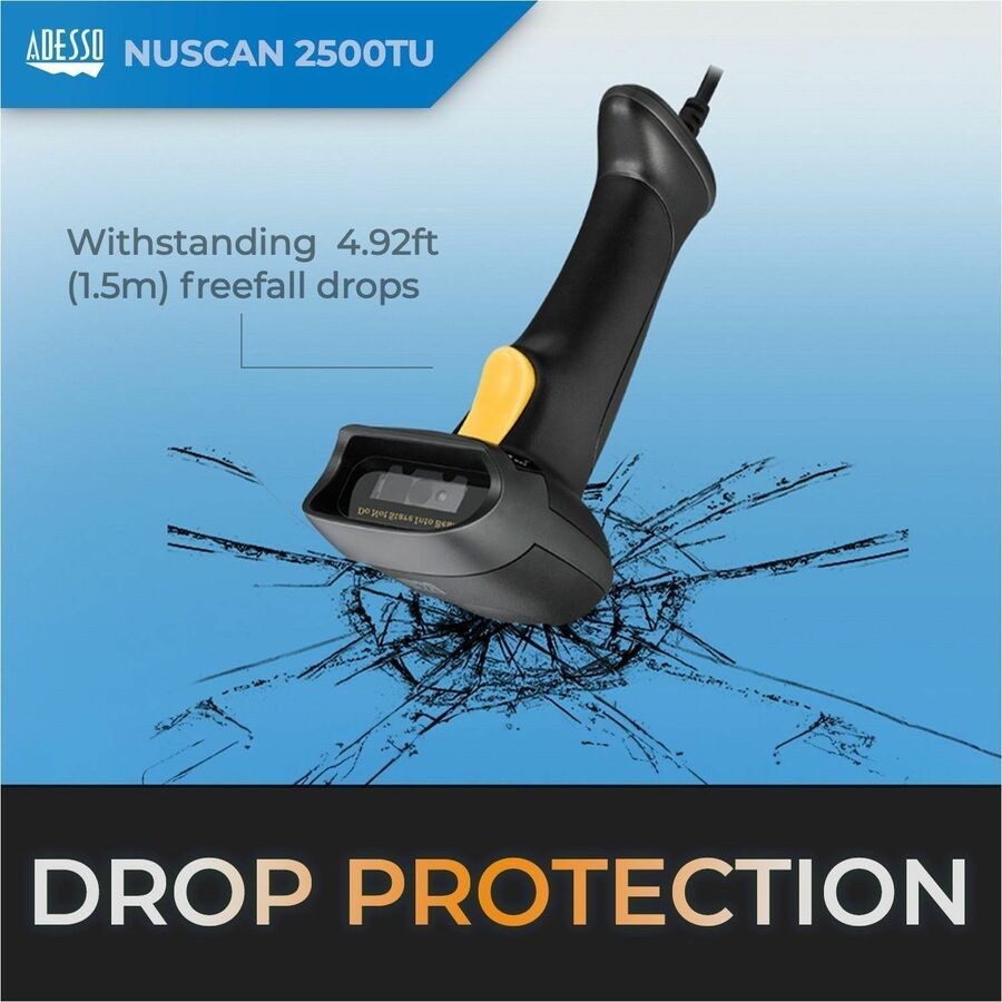 Adesso NuScan 2500TU Spill Resistant Antimicrobial 2D Scanner