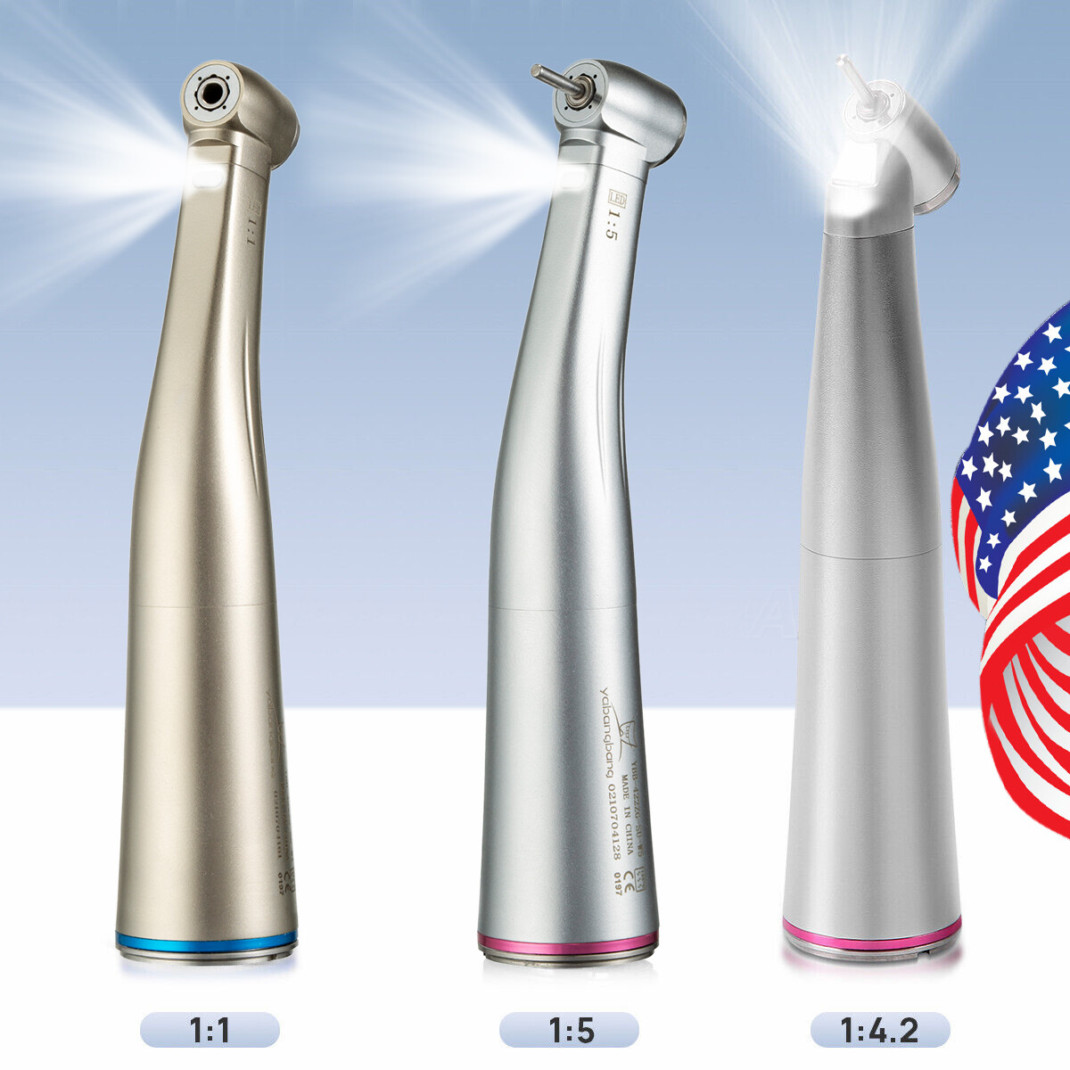 NSK Style Dental 1:1 1:4.2 1:5 fibra óptica LED Contra ángulo Pieza de mano
