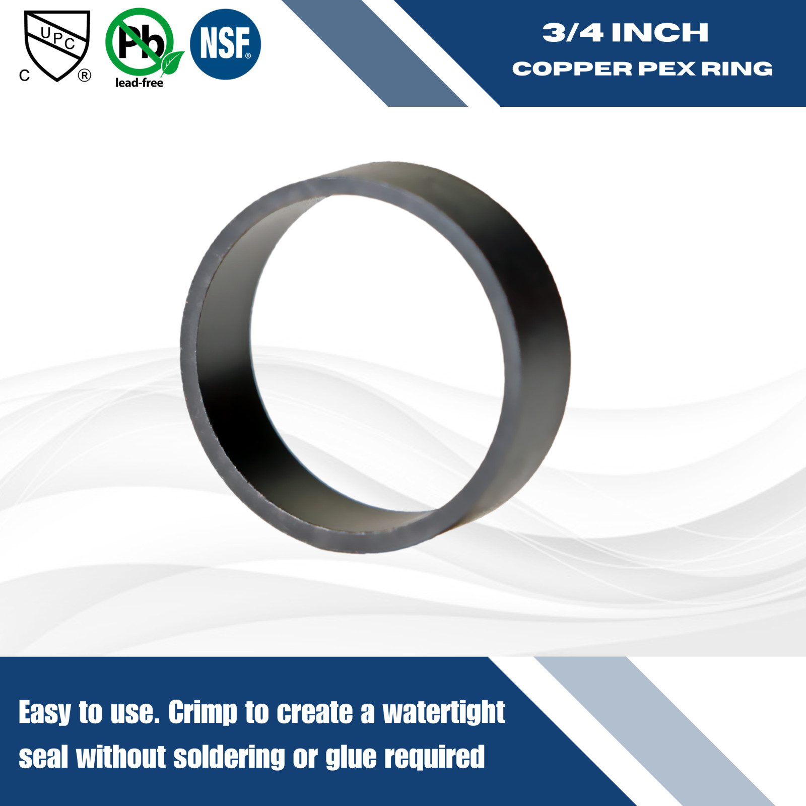 100 Pcs. 3/4″ Pex Copper Ring, 3/4 Inch Pex Ring, Pex B Crimp Ring Lead Free