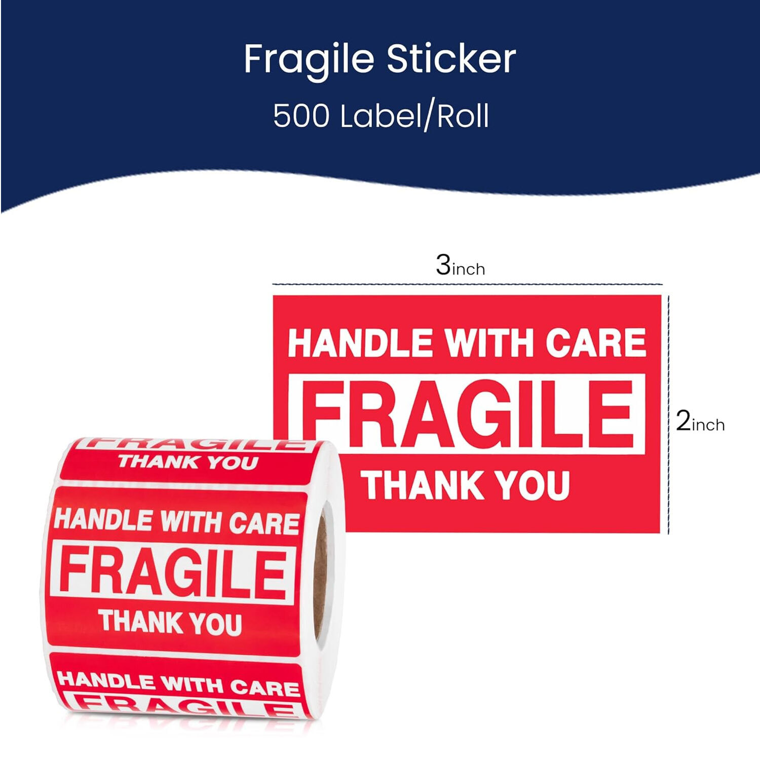 10000 Fragile Stickers 2×3 Handle with Care Thank You Mail Labels 500/Roll