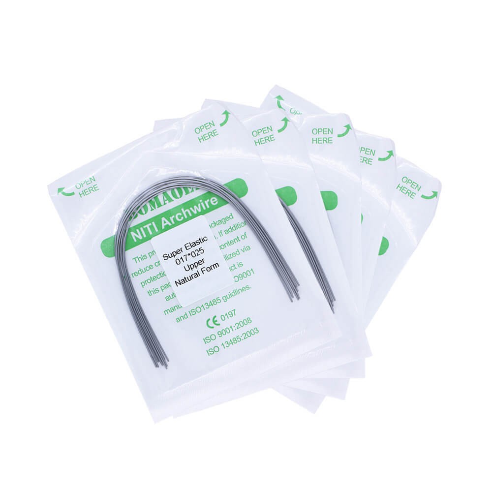 100×Dental Ortho Super Elastic Niti Rectangular Arch Wires Natural 17×25 Upper