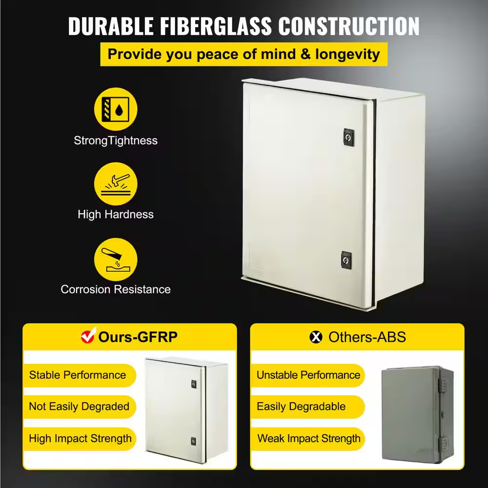 NEMA Enclosure, 19.7 X 15.7 X 7.9 In., Fiberglass Steel Electrical Box IP66 Wate