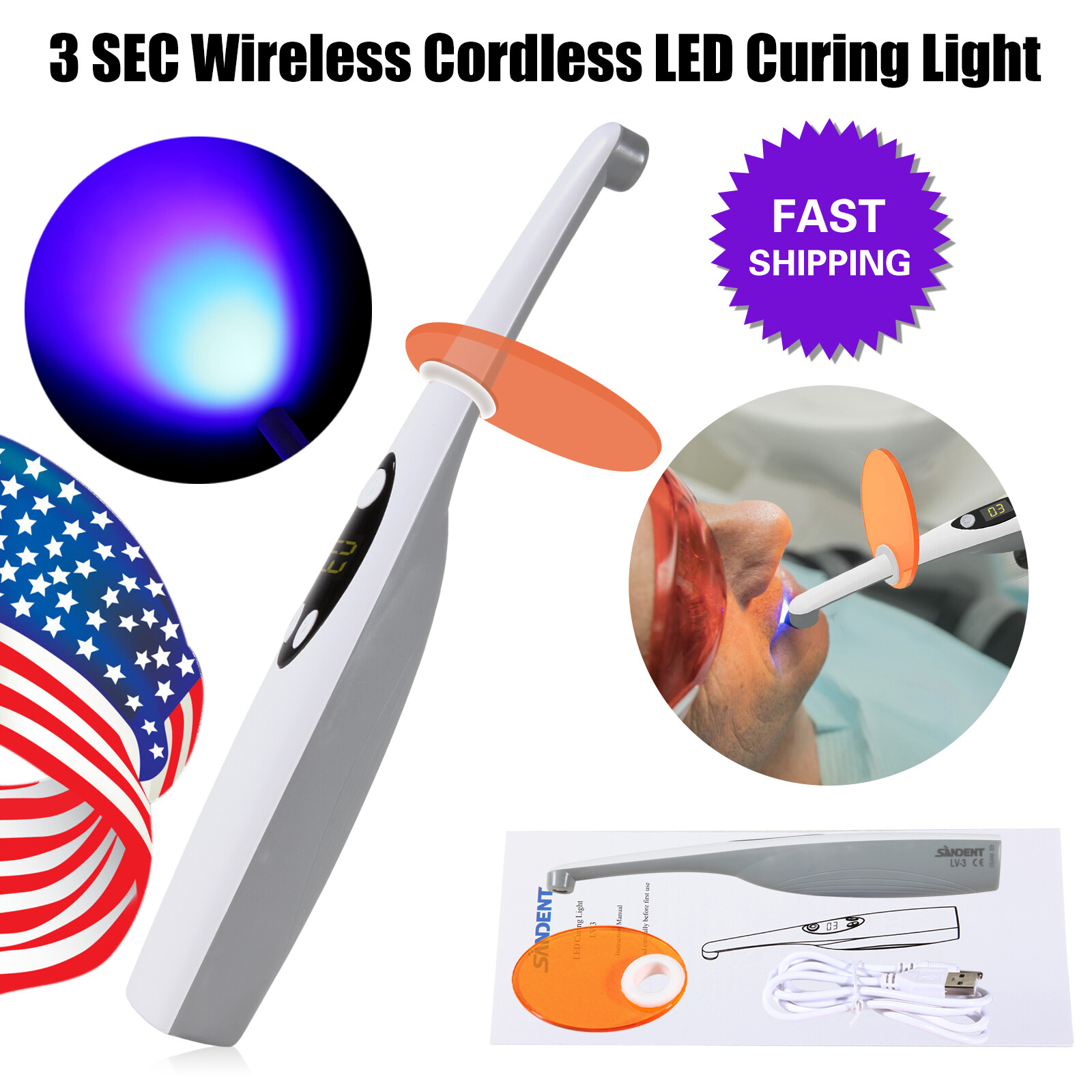 Dental Woodpecker iLed Style Curing Light 3 Sec Resin Cure Lamp Cordless LED sa